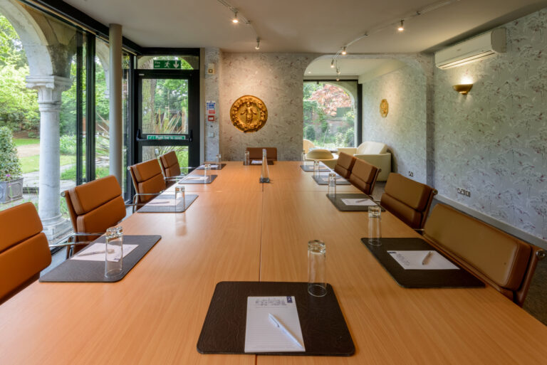 Rose Room at Warren House Hotel, spacious meeting space with natural light for corporate events.