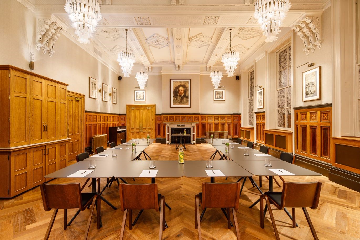 Elegant meeting room with wooden paneling at Municipal Hotel Liverpool for workshops.