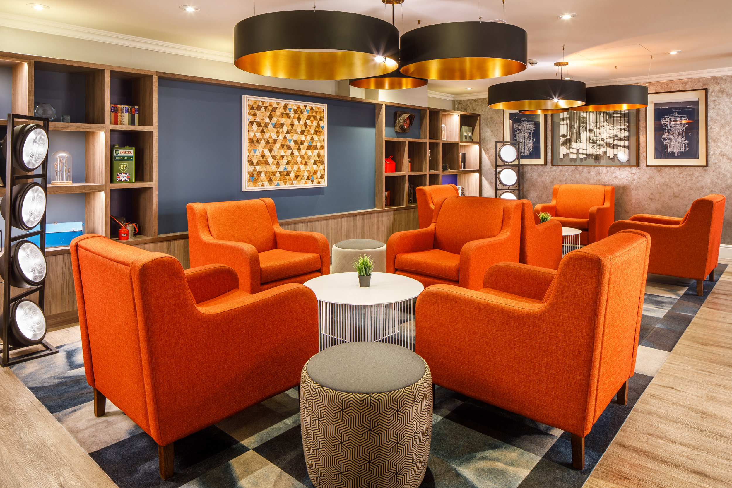 Modern lounge at Mercure Birmingham West Hotel, ideal for networking events and meetings.