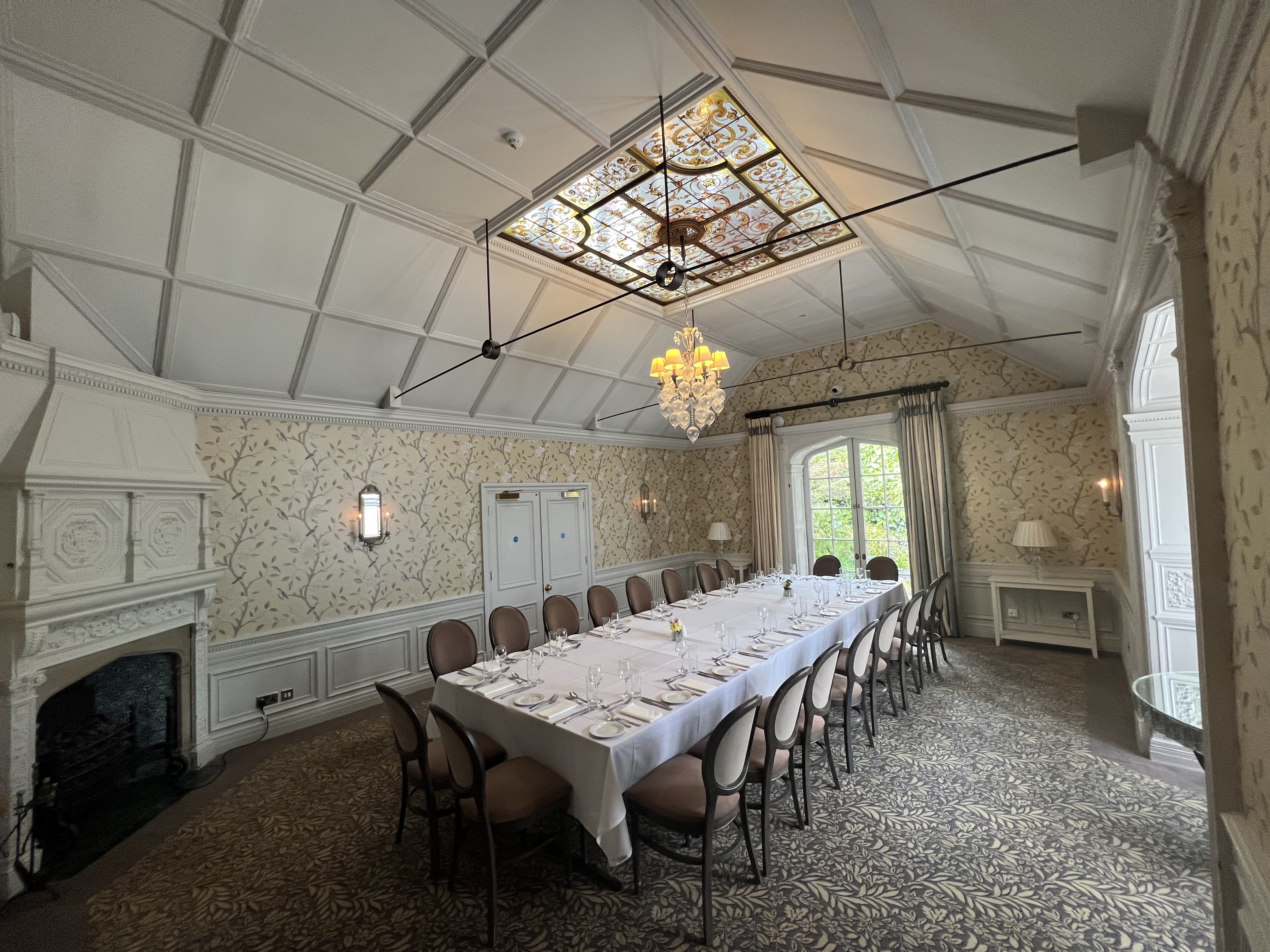 Elegant meeting room at Four Seasons Warren House Hotel, ideal for executive gatherings.