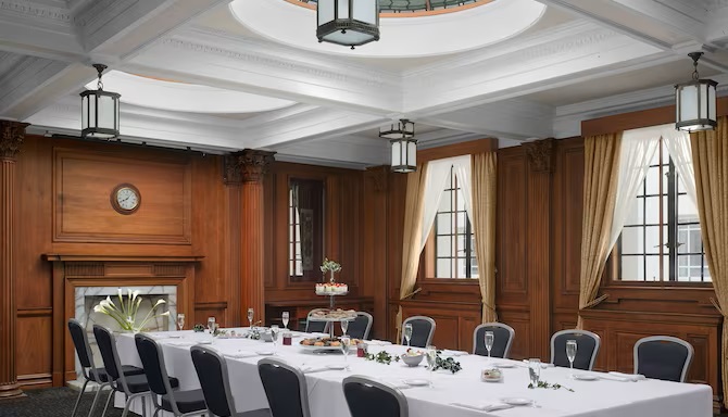 Sophisticated meeting room at Radisson Blu Leeds, ideal for corporate events and presentations.