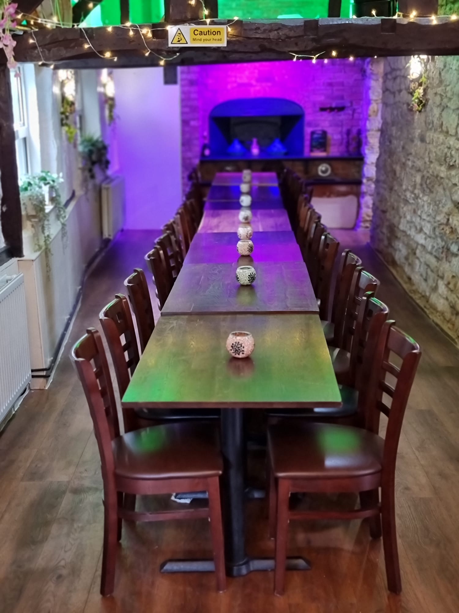 Elegant table setting at Casbah Restaurant for intimate meetings and workshops.