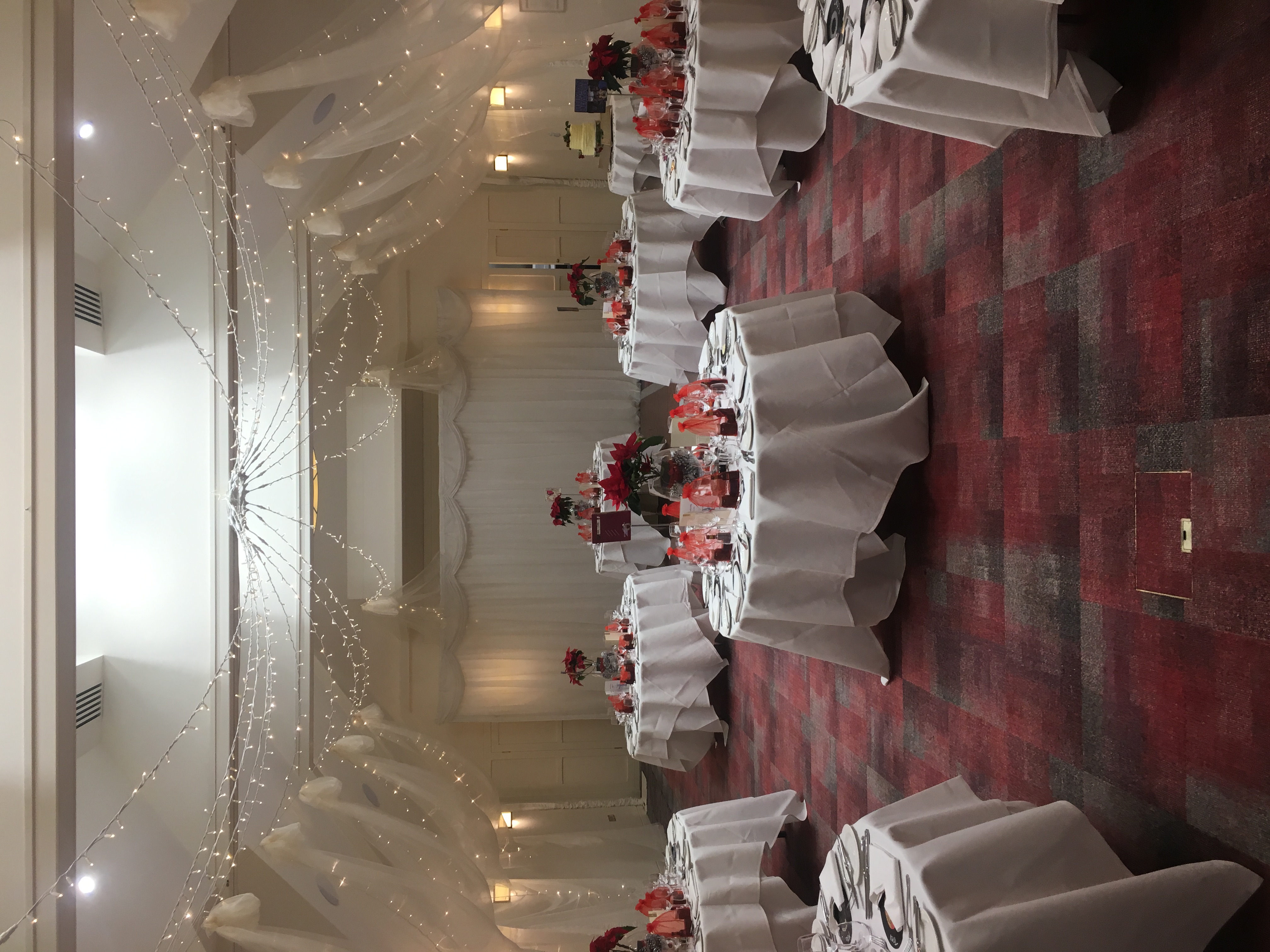 Elegant banquet room at Warren House Hotel, perfect for festive events and galas.