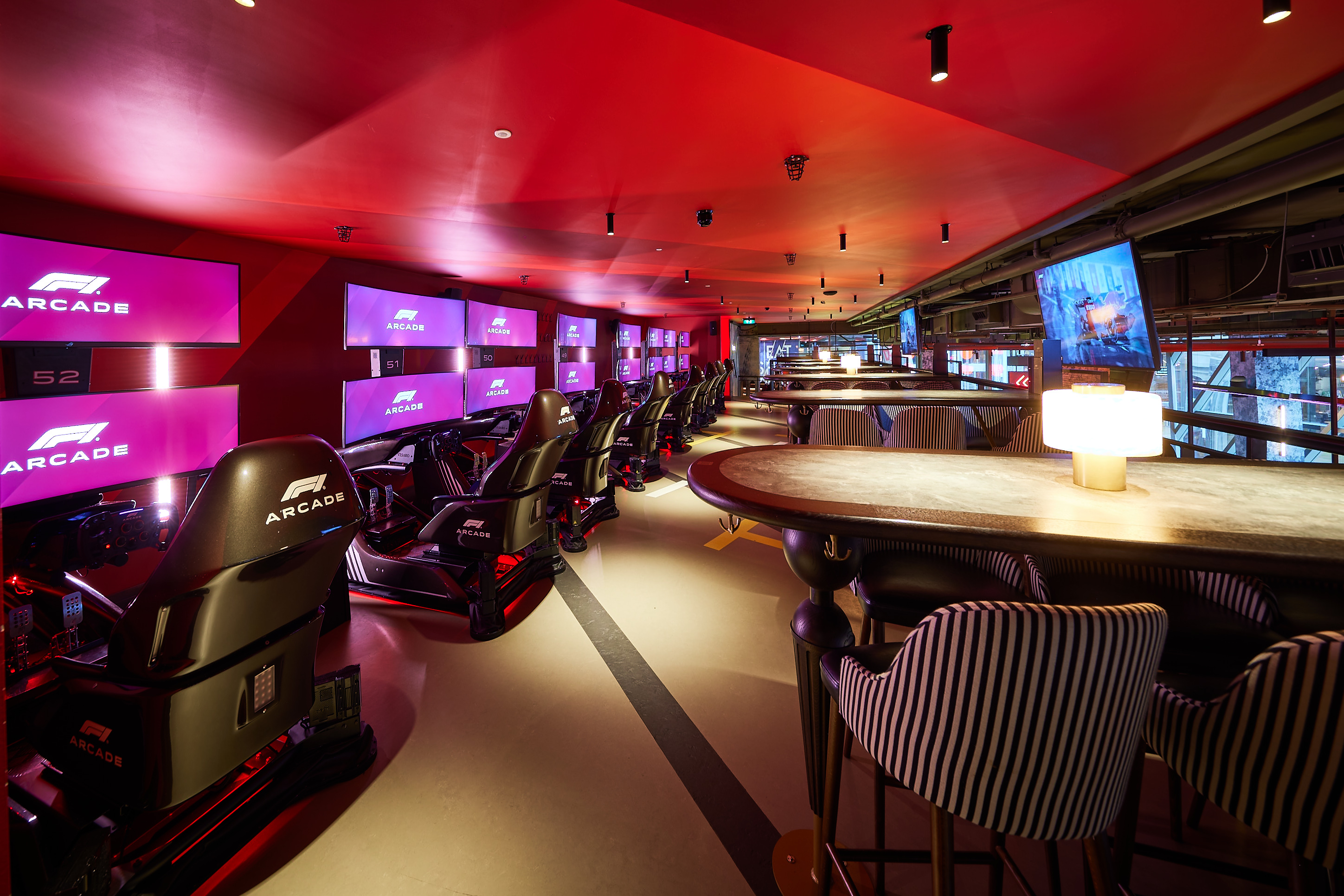 Modern esports venue with sleek decor, ideal for corporate events and team-building activities.