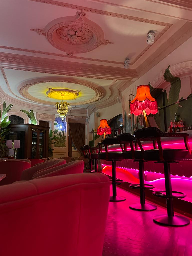 Elegant bar at PINK in Impossible York, perfect for upscale events and gatherings.