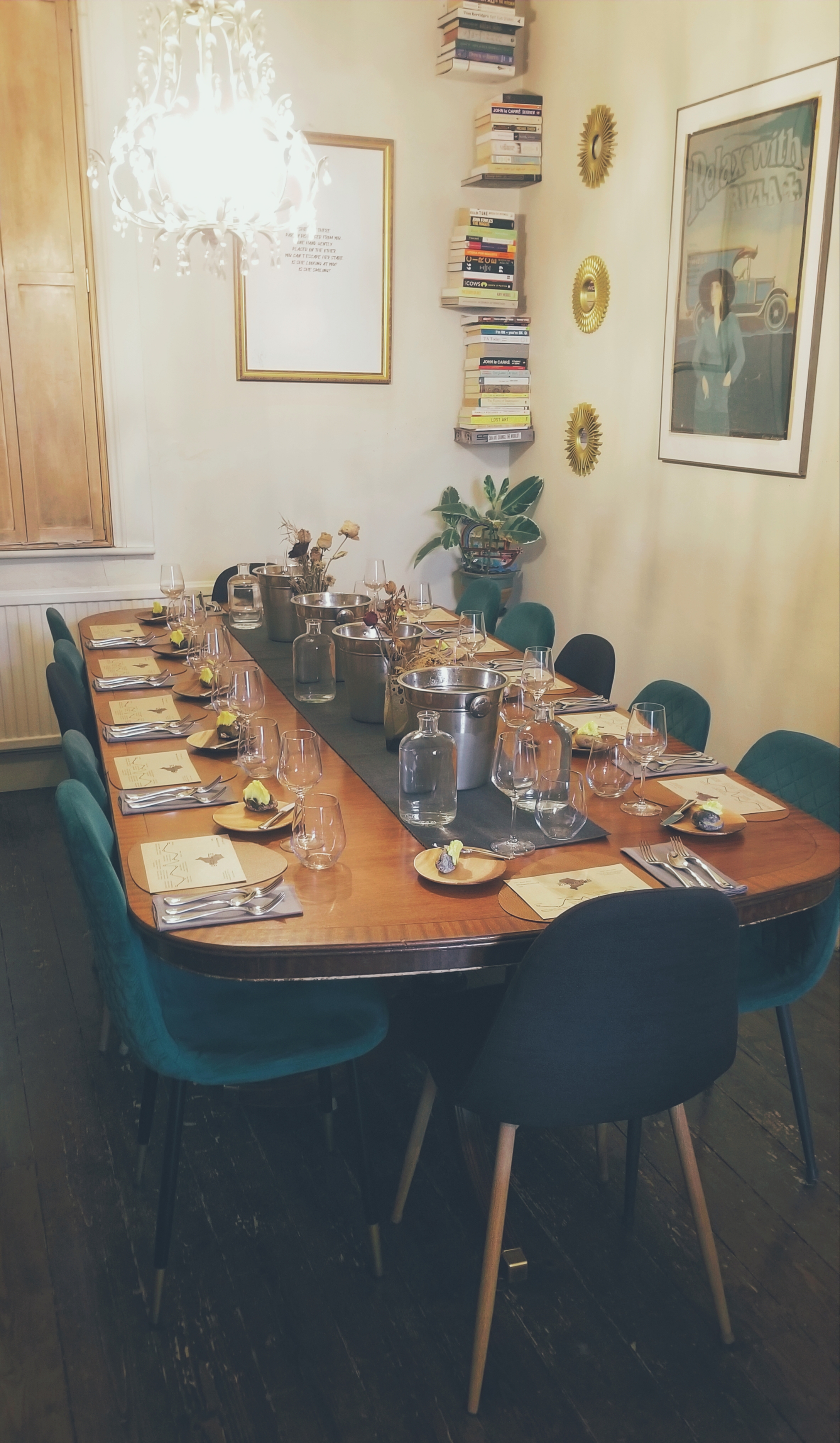 Elegant dining table setup for intimate corporate dinners and small events.