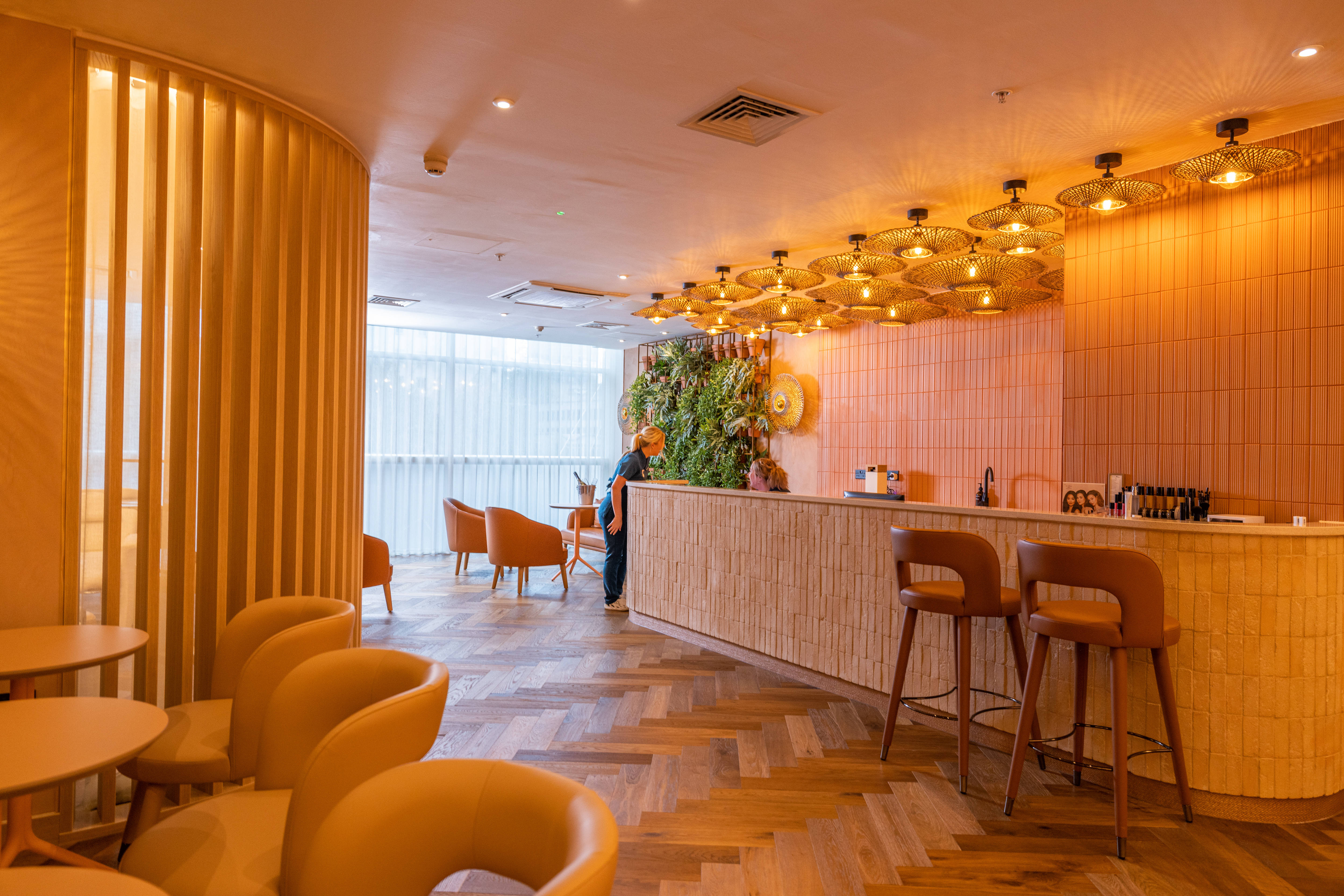 Modern bar area at RE:TREAT Studio, The Lowry Hotel for networking events and meetings.