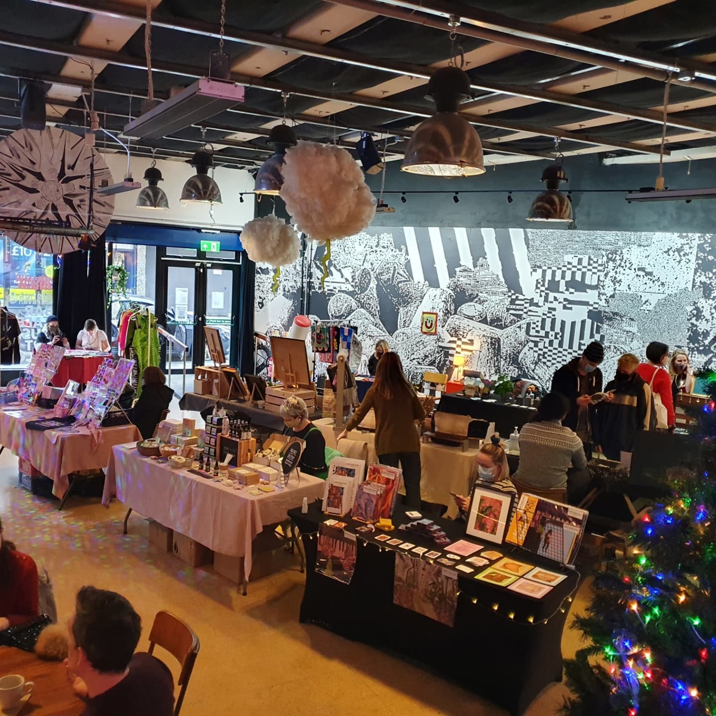 Vibrant event space in Strange Brew, ideal for workshops and community gatherings.