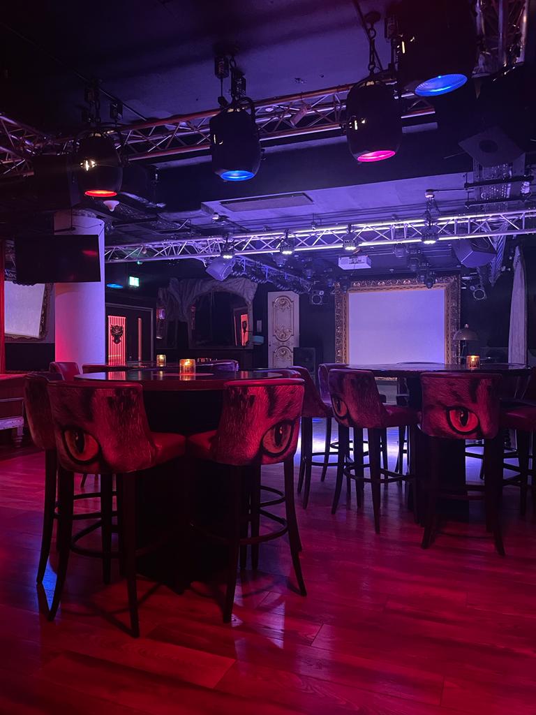 Stylish event space at Bartley's Lounge, plush seating, ideal for networking events.