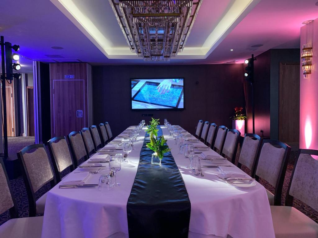 Elegant meeting setup in Finsbury 2, Royal London House for corporate events.