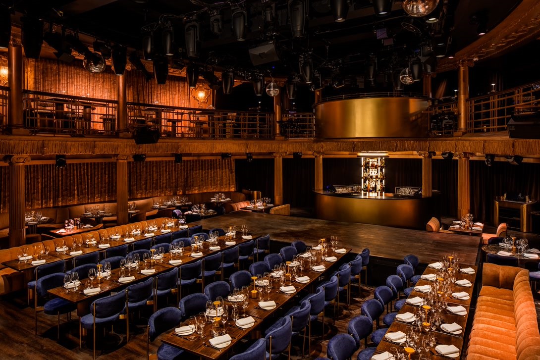 Main Ballroom at Lio London, elegant decor for corporate dinners and gala events.