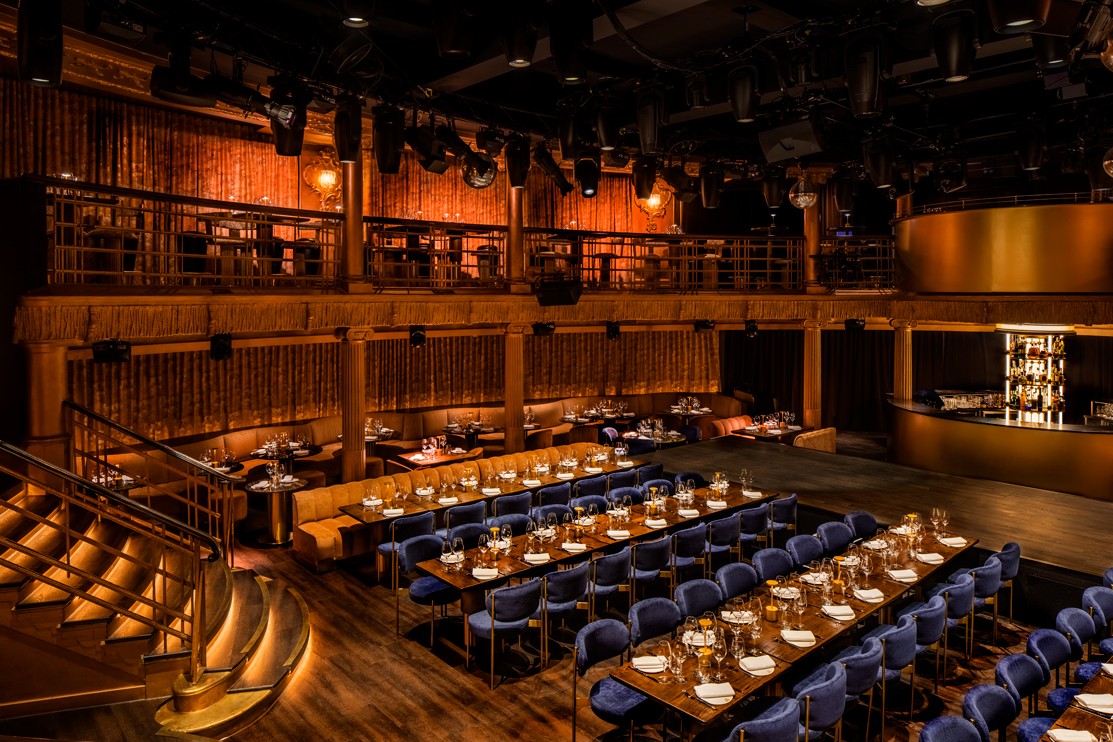 Main Ballroom at Lio London, elegant seating for corporate dinners and gala events.