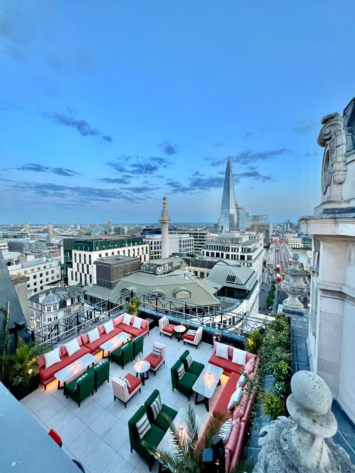 Rooftop venue in Wagtail London with skyline views for upscale events and cocktail parties.