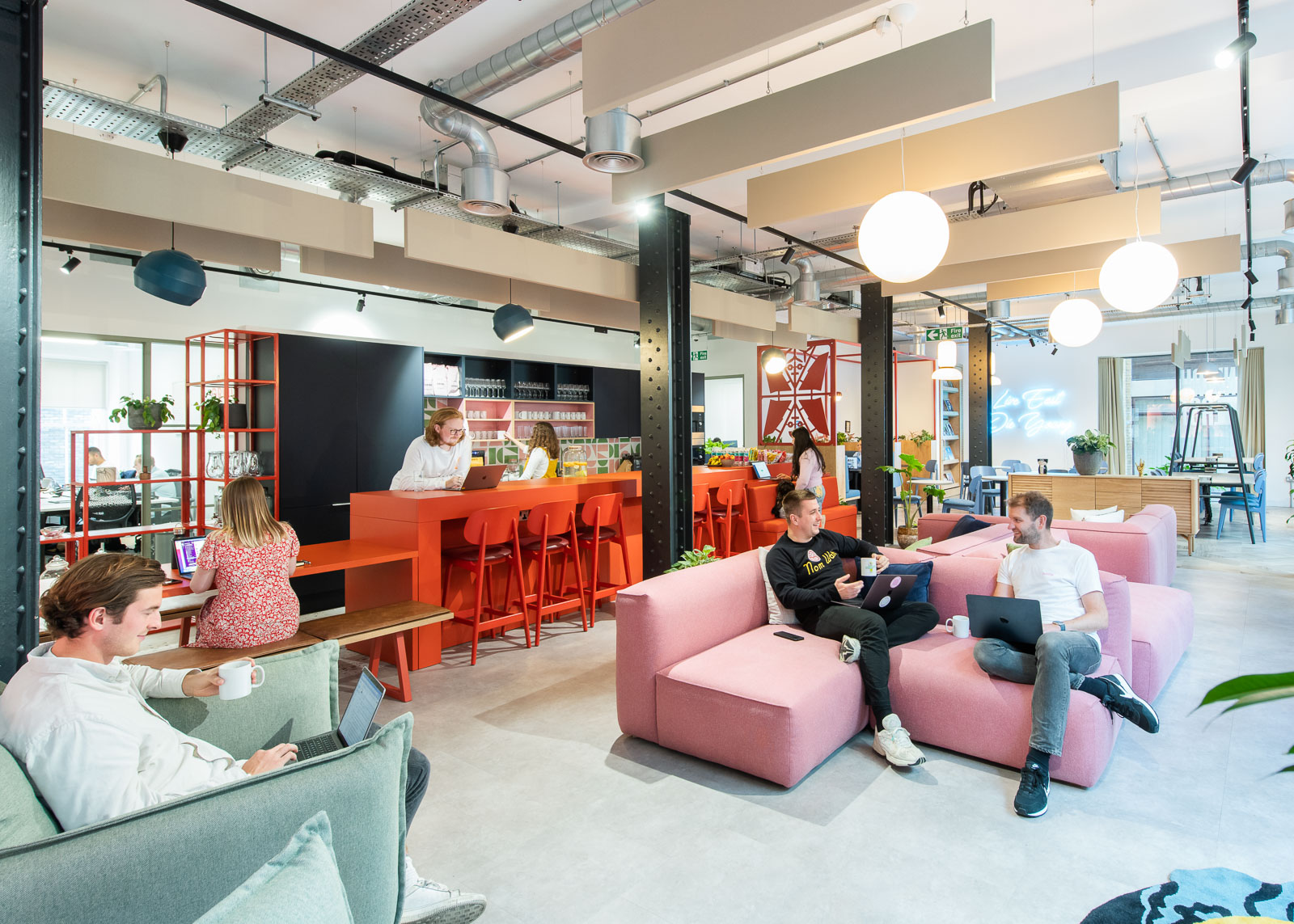 Modern collaborative workspace in Runway East Shoreditch for meetings and events.