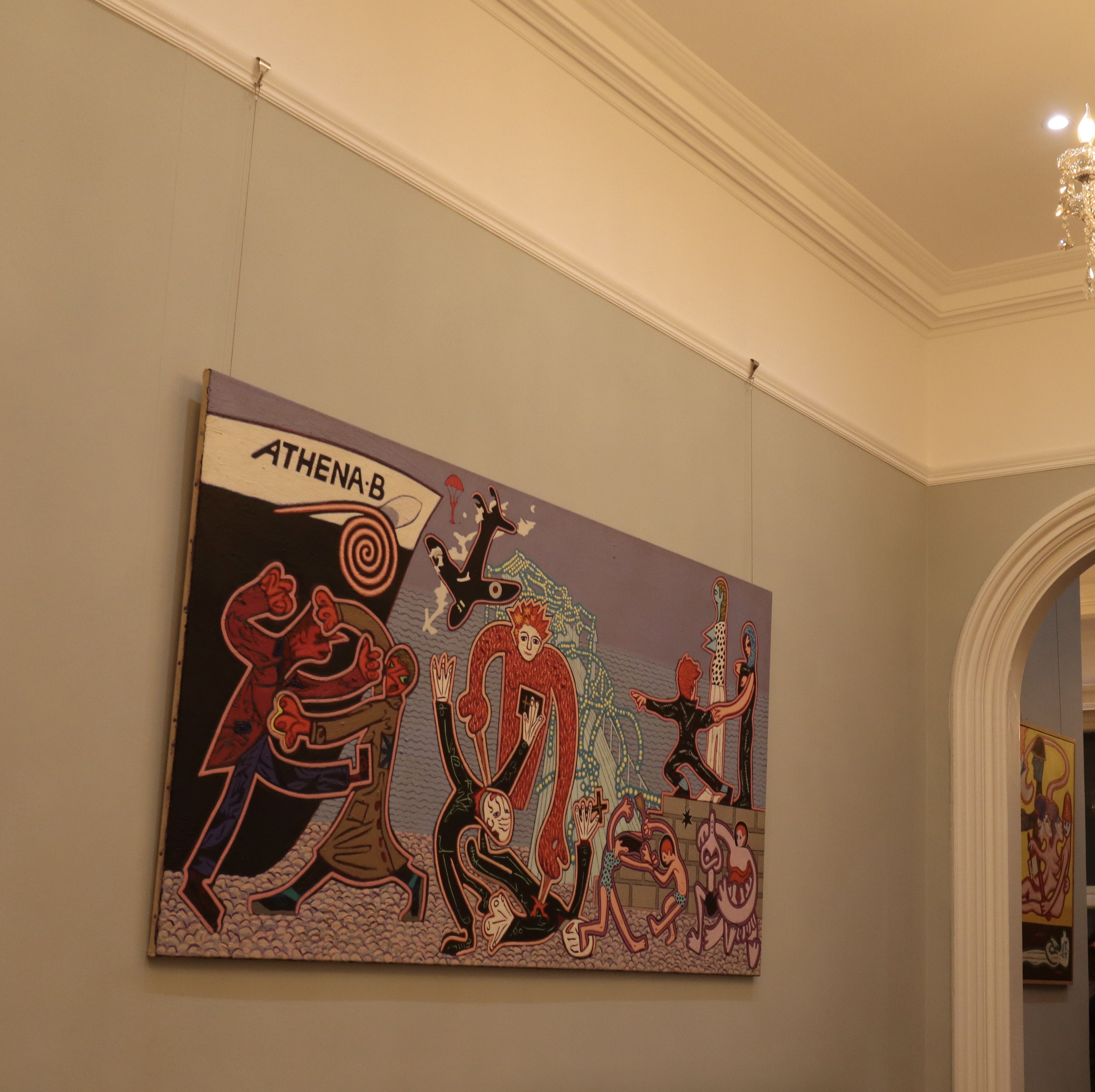 Vibrant artwork in whisky lounge, perfect for events and networking.