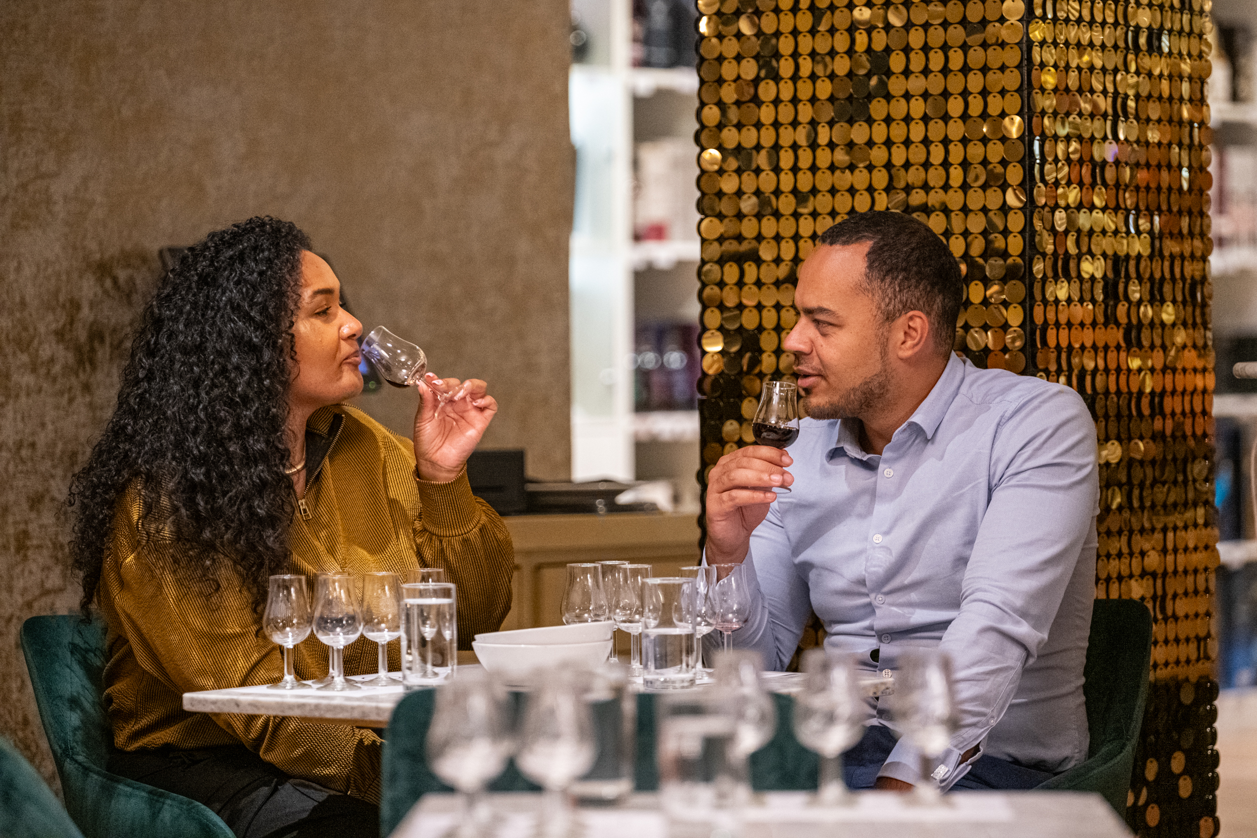 Elegant Fourth Floor Bar in Harvey Nichols Leeds, ideal for wine tastings and intimate dinners.