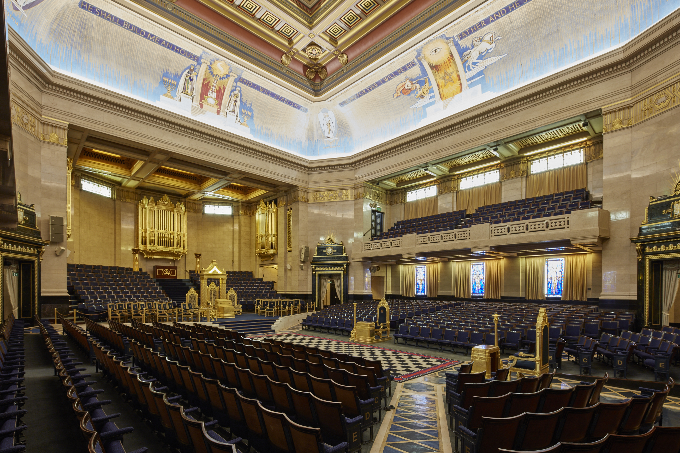 Grand Temple in Freemasons' Hall, elegant venue for ceremonies and events.
