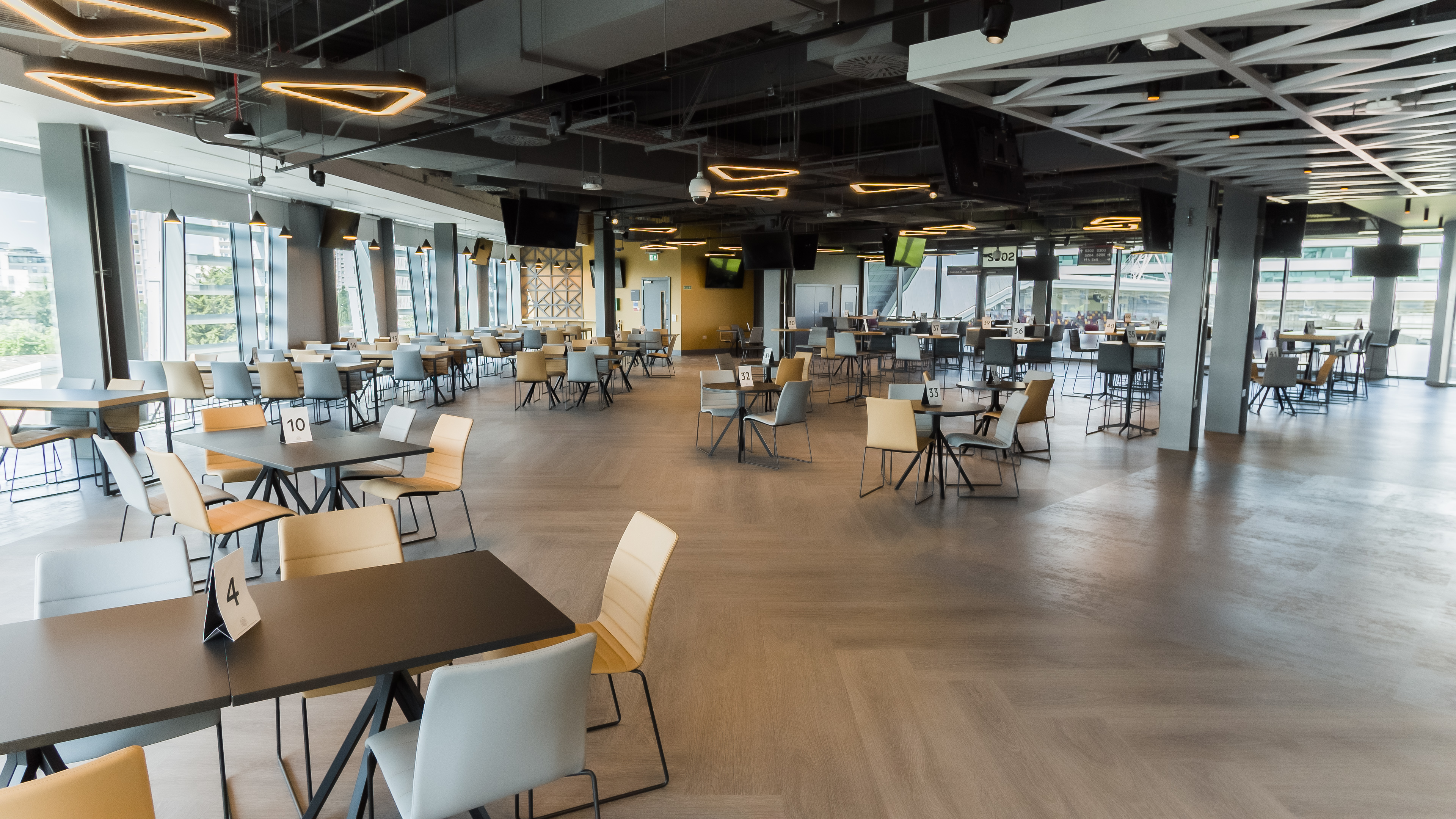Modern event venue at Brentford FC with flexible seating for corporate meetings and social gatherings.