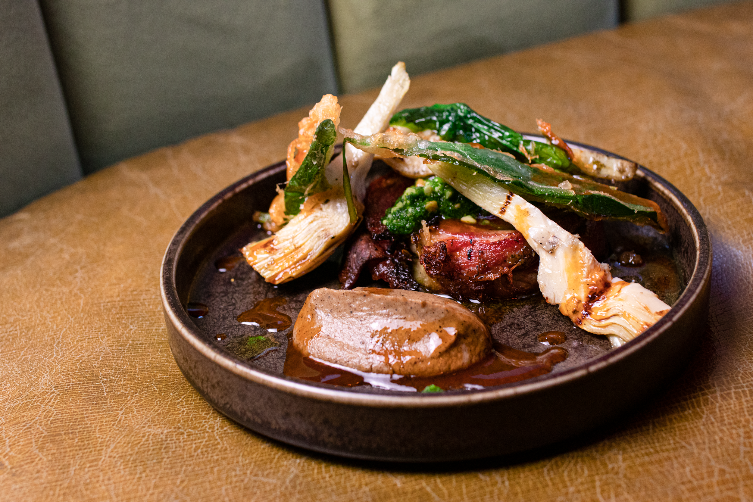 Elegant dish presentation at The Charcol Room, Salt Yard Fitzrovia - upscale catering event.