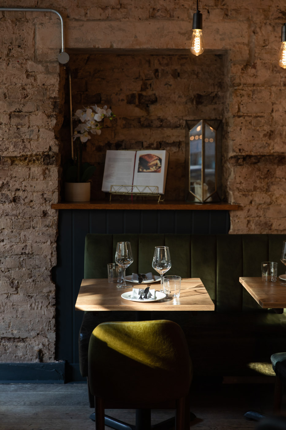 Elegant dining space in The Charcol Room, perfect for intimate meetings and networking events.