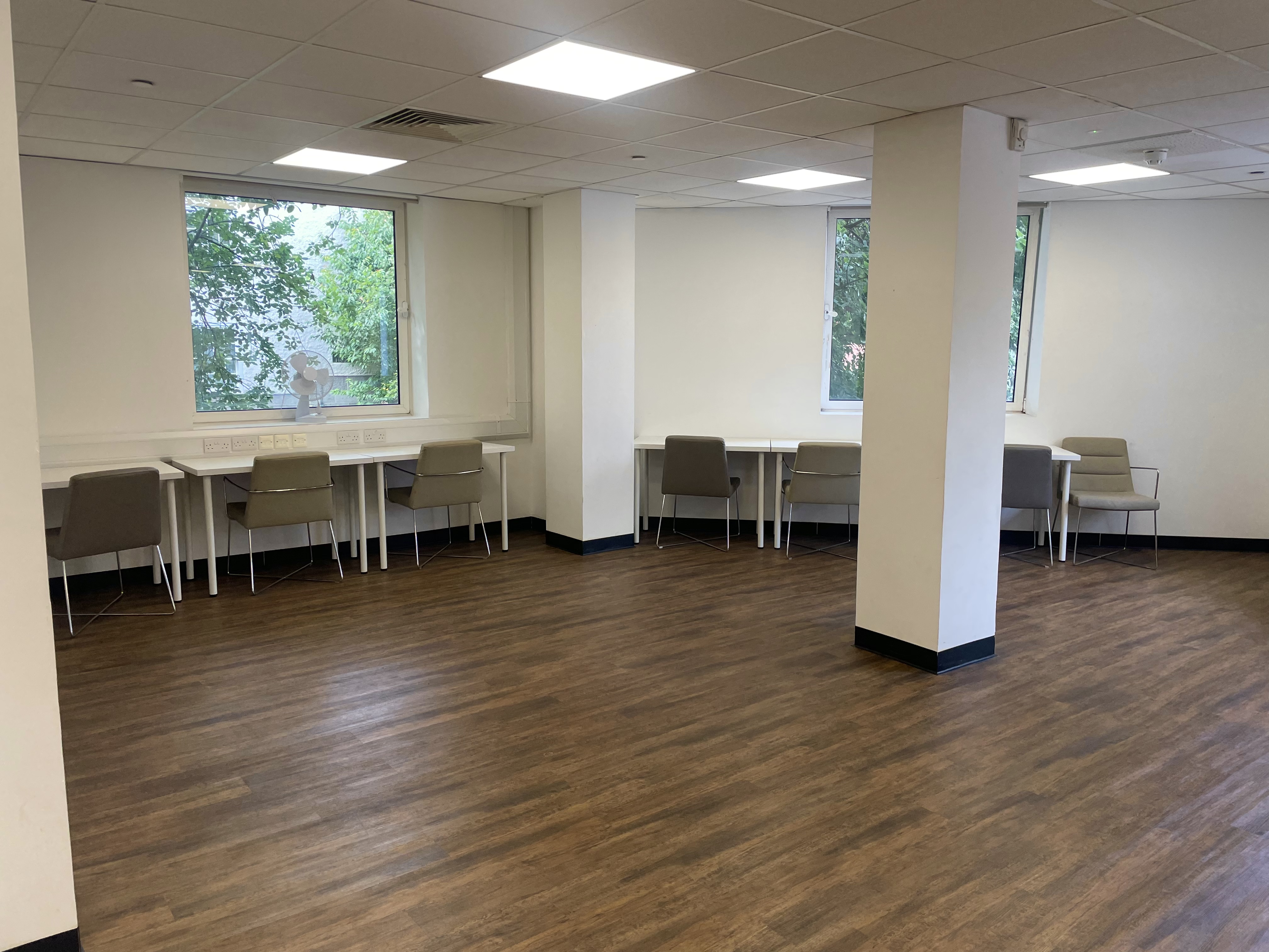 My Fair Lady Studio at Shaw Theatre: modern meeting space with natural light for workshops.