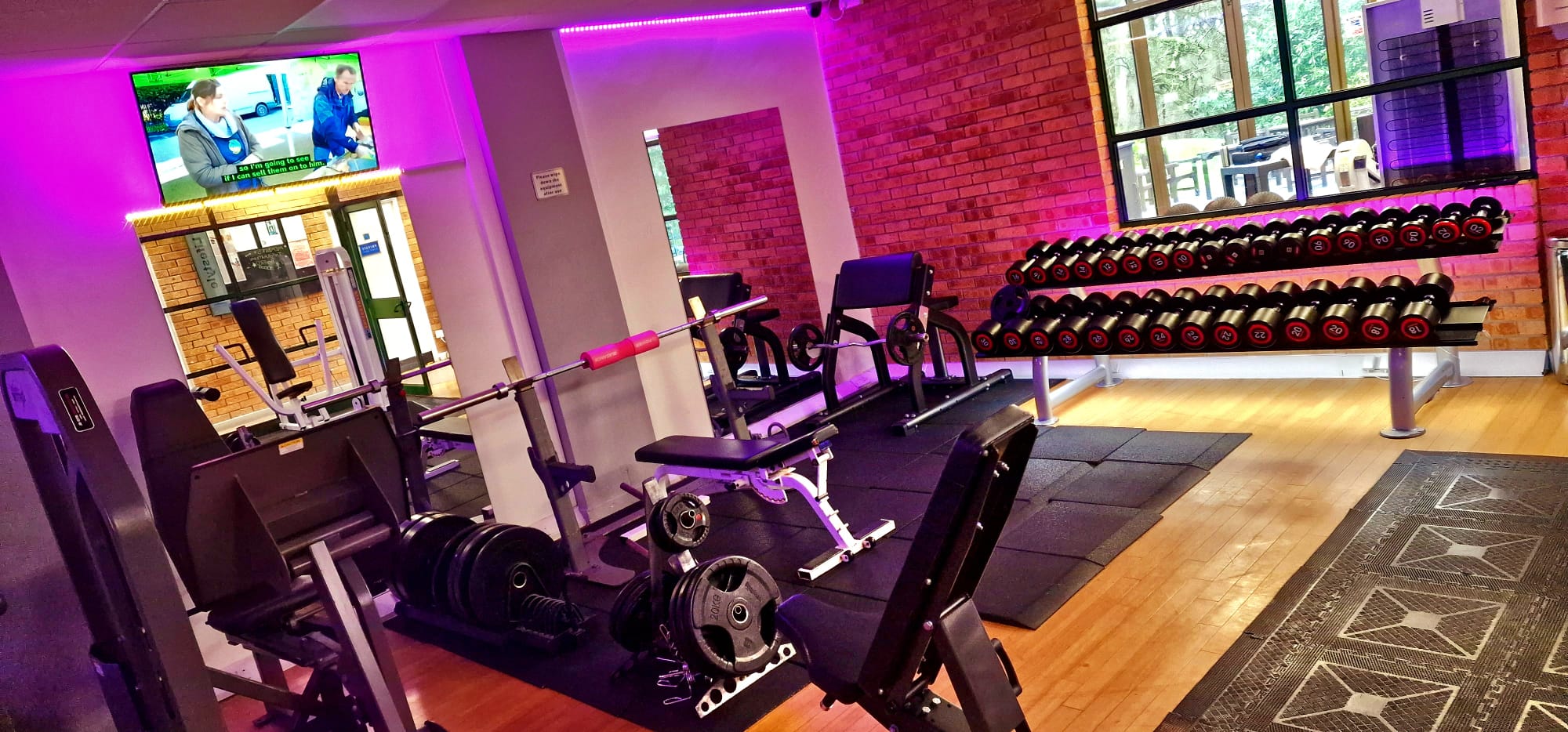 Modern fitness space in Bramhope Suite, ideal for wellness events and team-building activities.