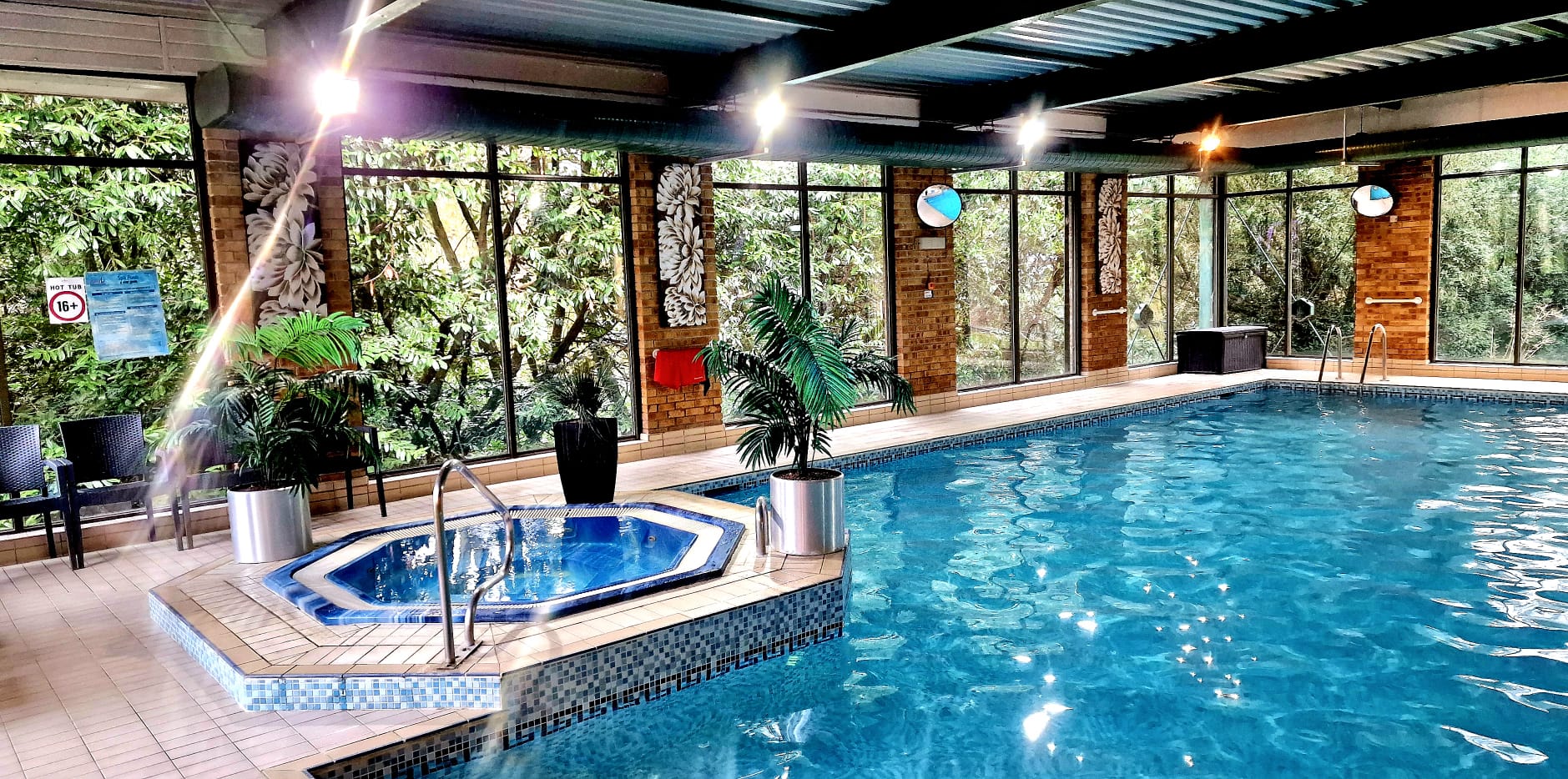 Bramhope Suite indoor pool at Leeds Bradford Airport Hotel, ideal for wellness retreats and events.