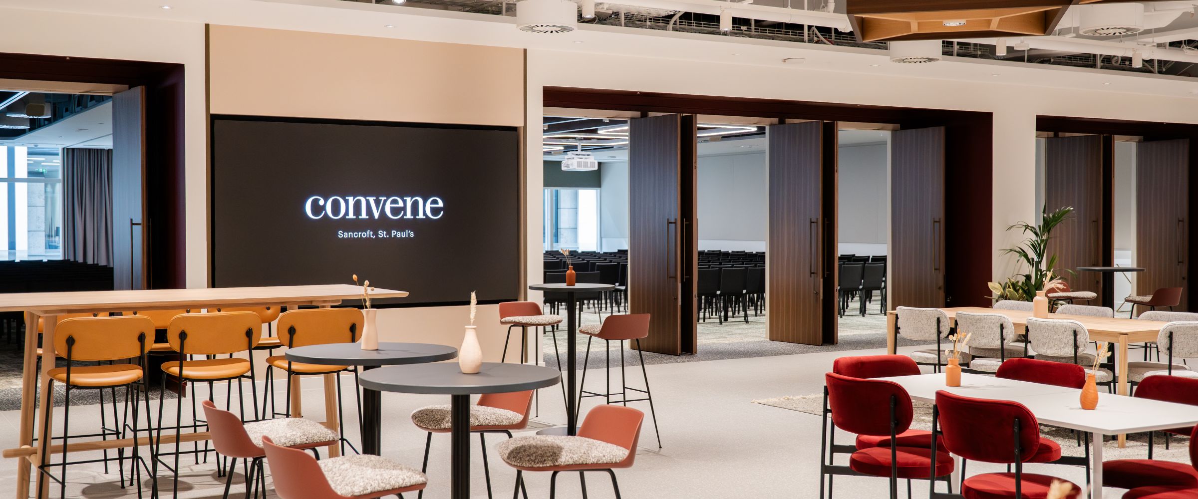 Modern event space at Convene Sancroft, St Pauls, ideal for corporate meetings and conferences.