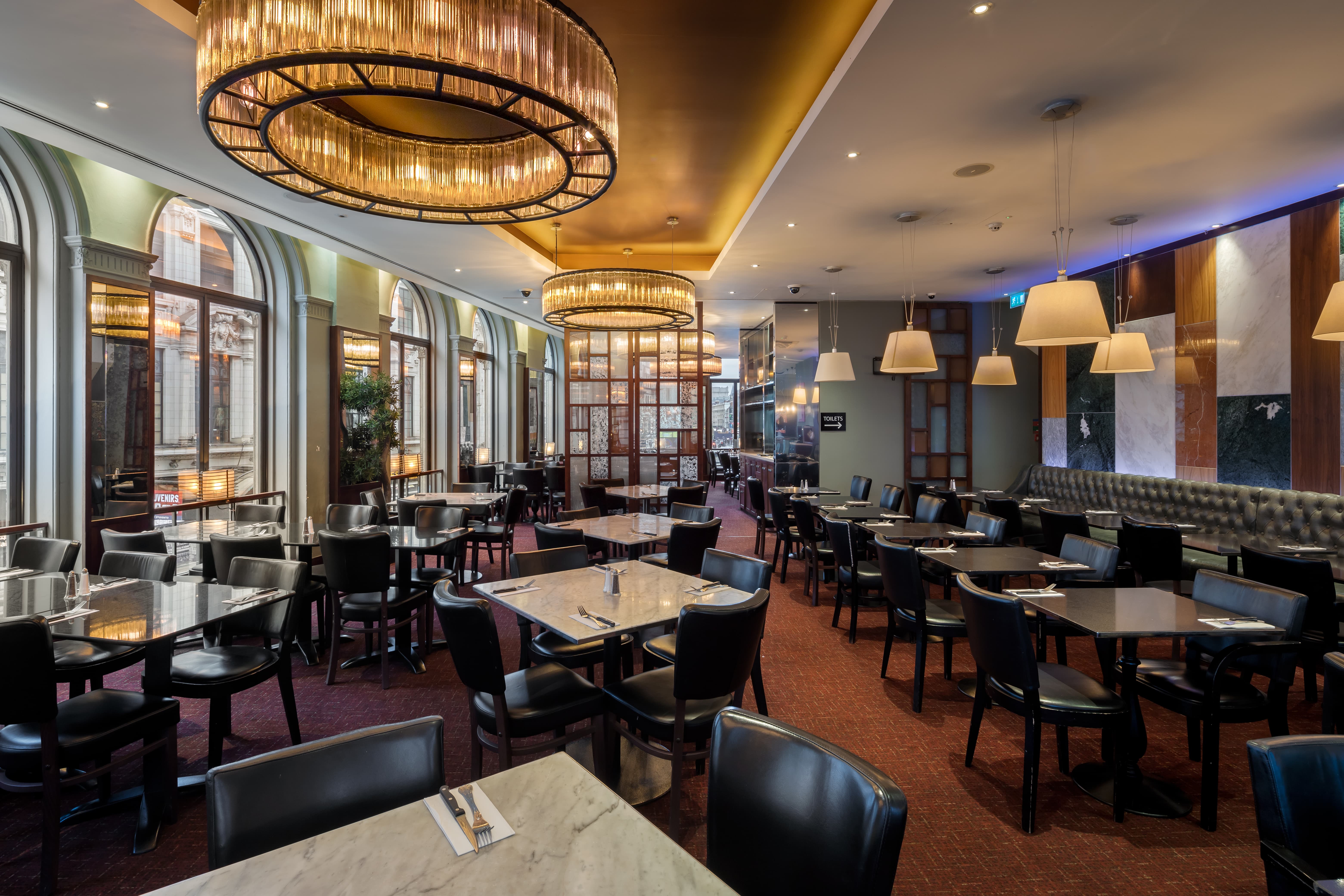 Elegant dining space at Angus Steakhouse, perfect for corporate events and private gatherings.