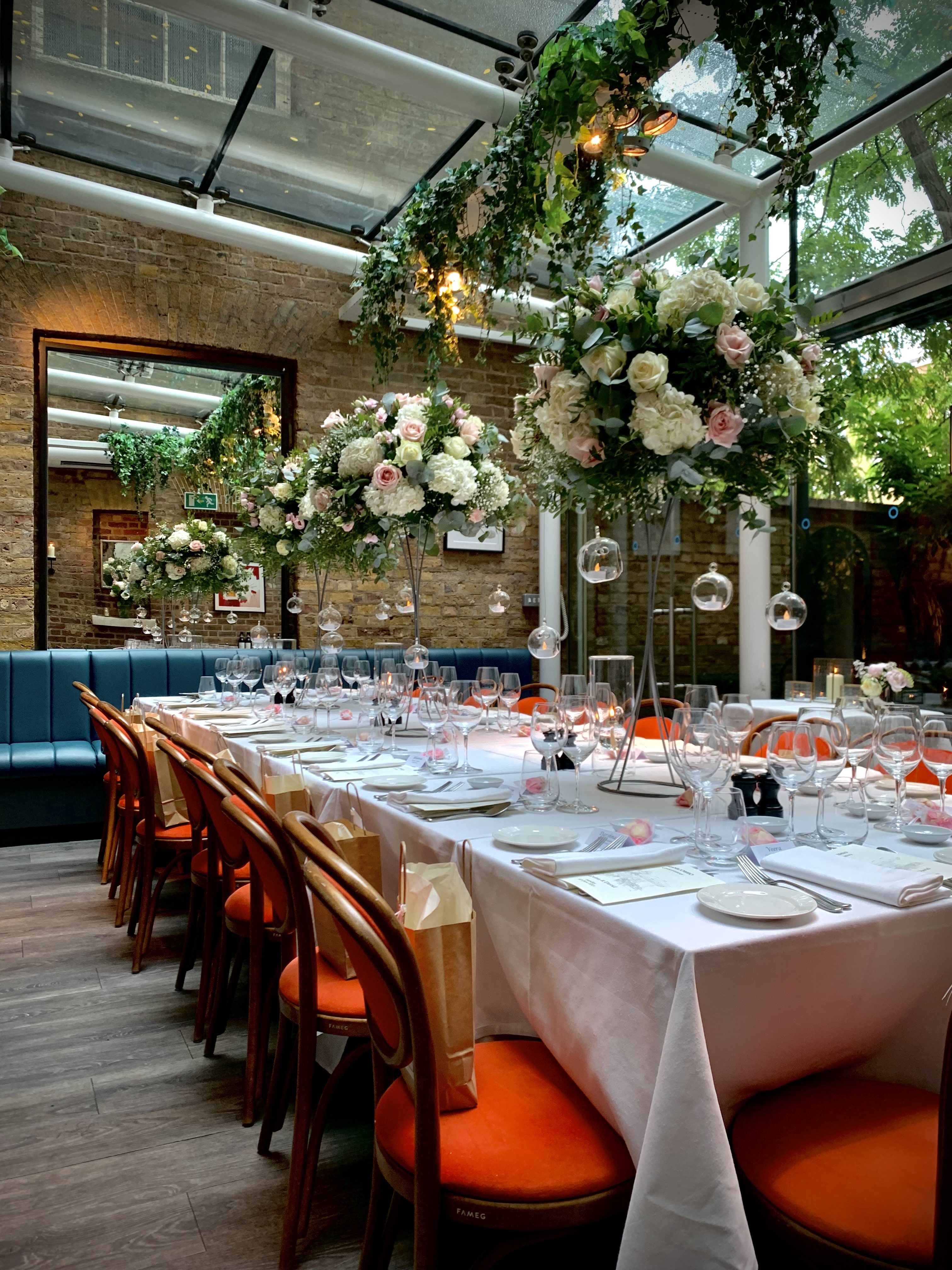 Elegant dining table at Manicomio Chelsea, perfect for formal events and celebrations.