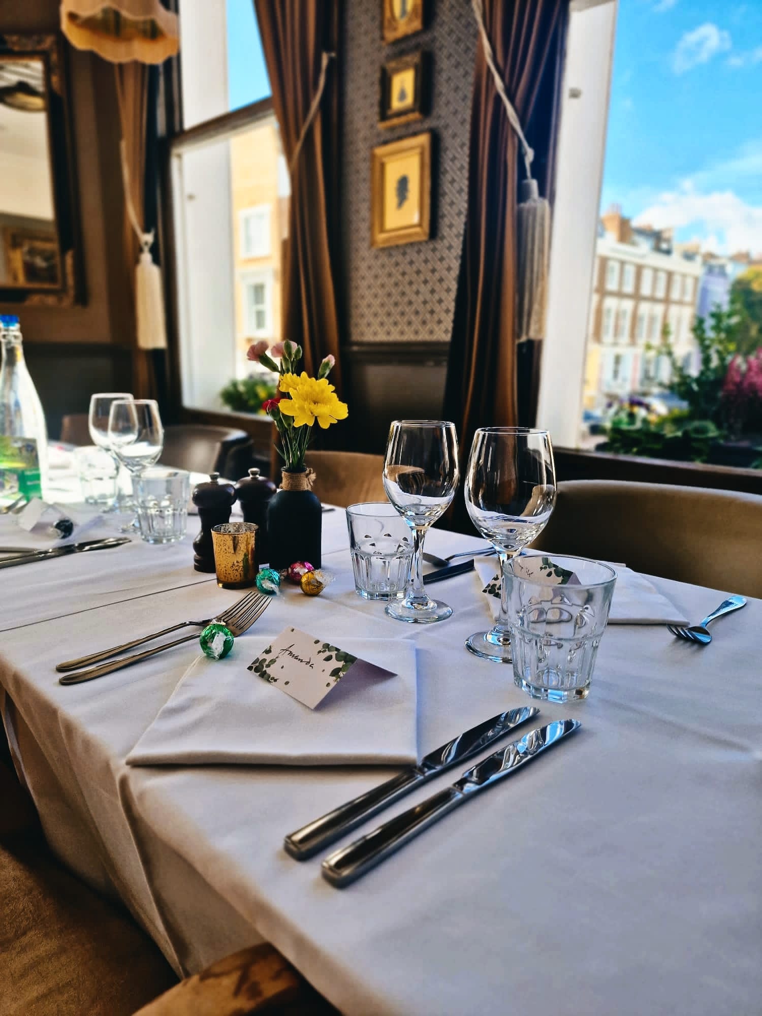 Elegant dining table in Princess Room, perfect for intimate events and meetings.