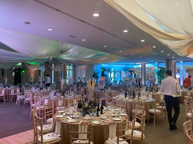 Elegant banquet hall in The Hurlingham Club, perfect for networking events and celebrations.