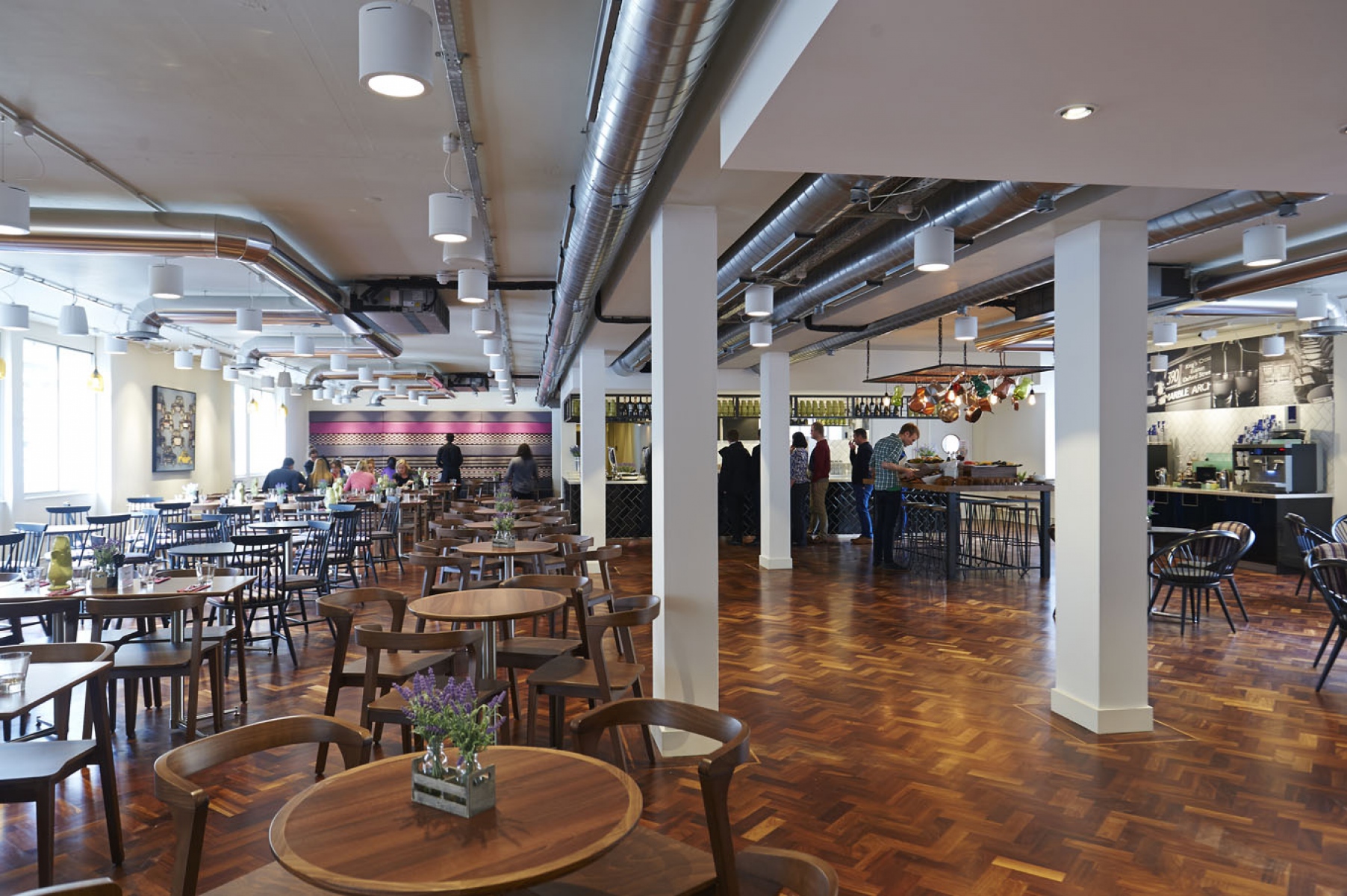 Modern event space at etc.venue Marble Arch with wooden flooring, ideal for workshops and gatherings.
