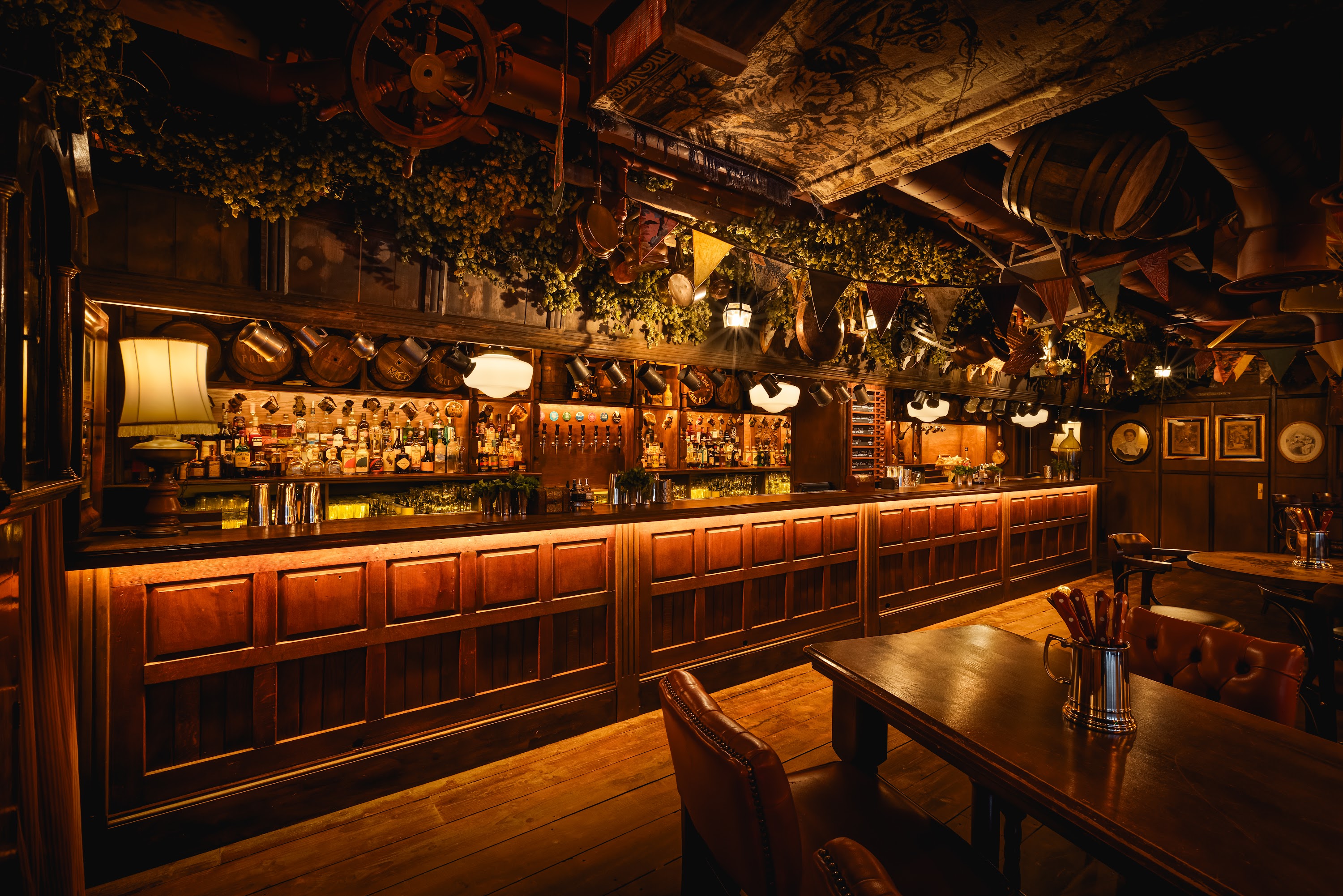 Elegant bar area at Mr Fogg's City Tavern, perfect for themed events and cocktail receptions.