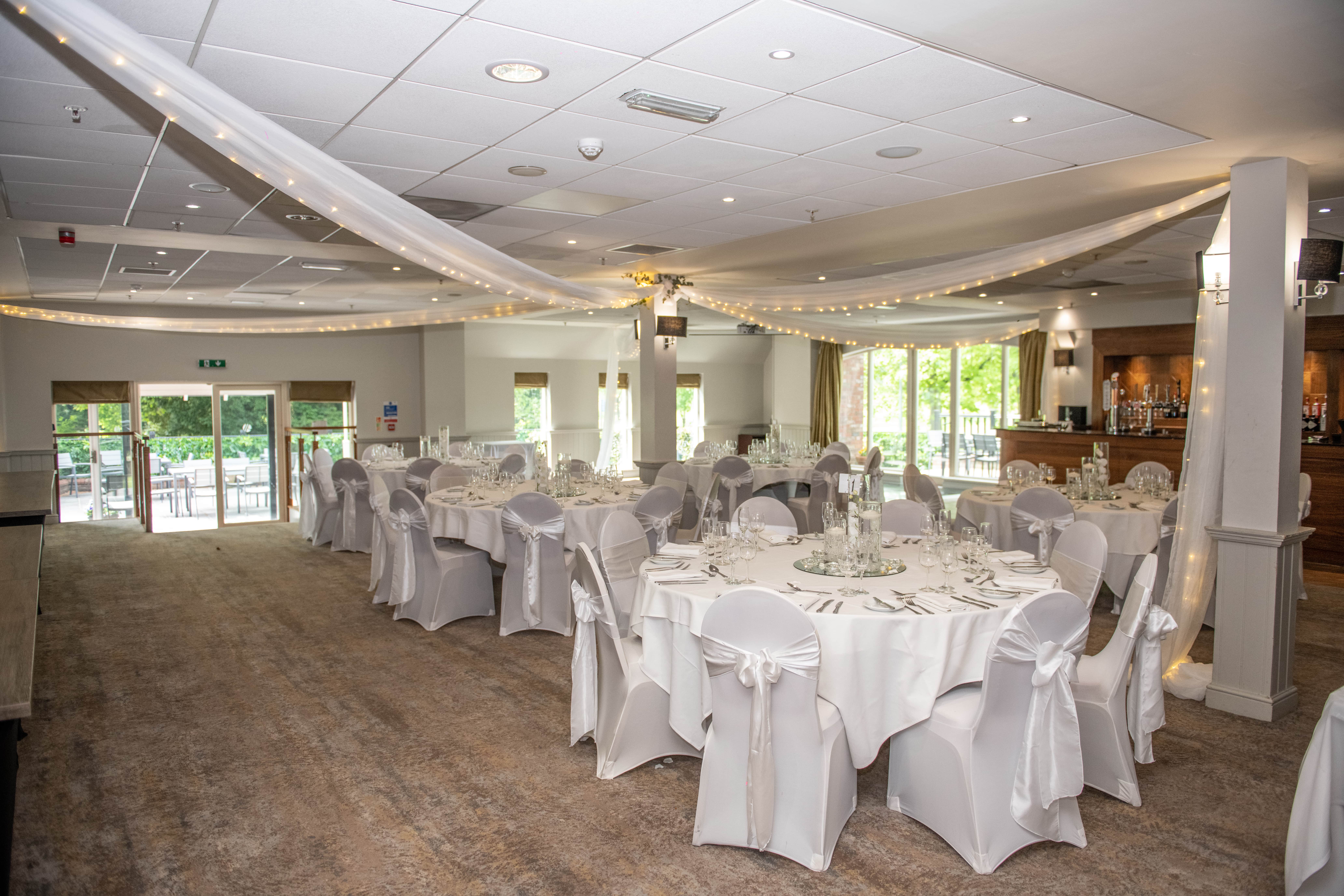 Elegant banquet room at Delta Hotels, ideal for weddings and corporate events.