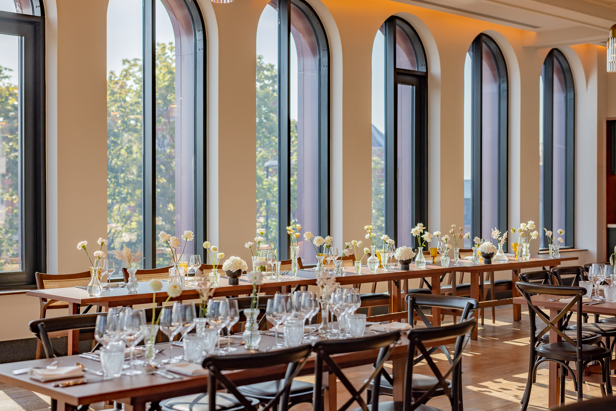 Elegant dining setup at Cleaver & Wake for upscale events and corporate gatherings.