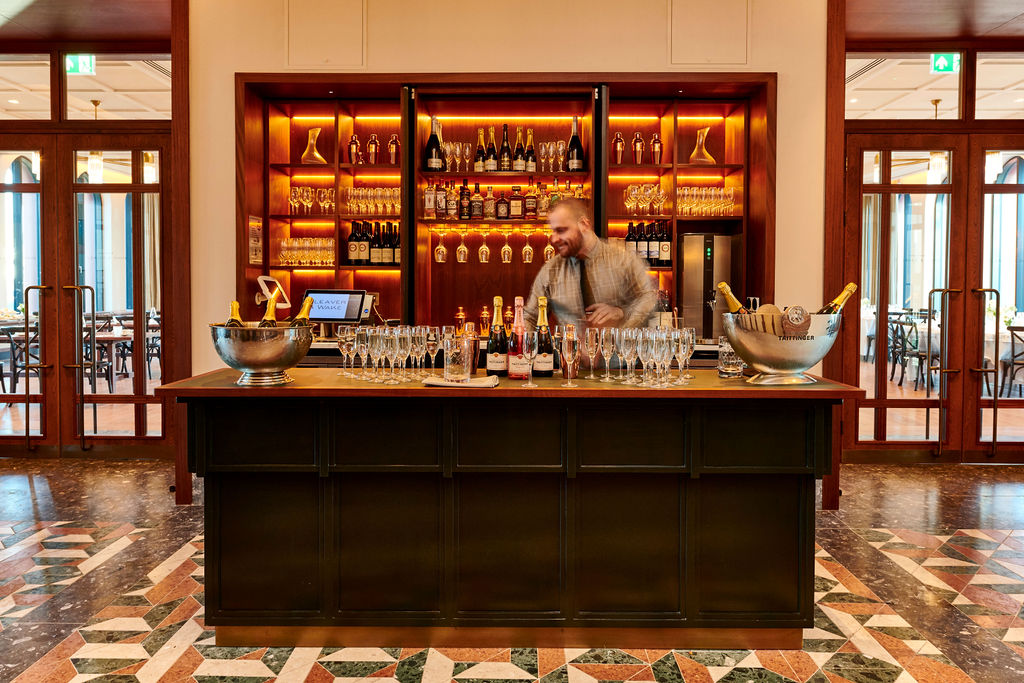 Elegant bar setup at Cleaver & Wake, ideal for events and networking.