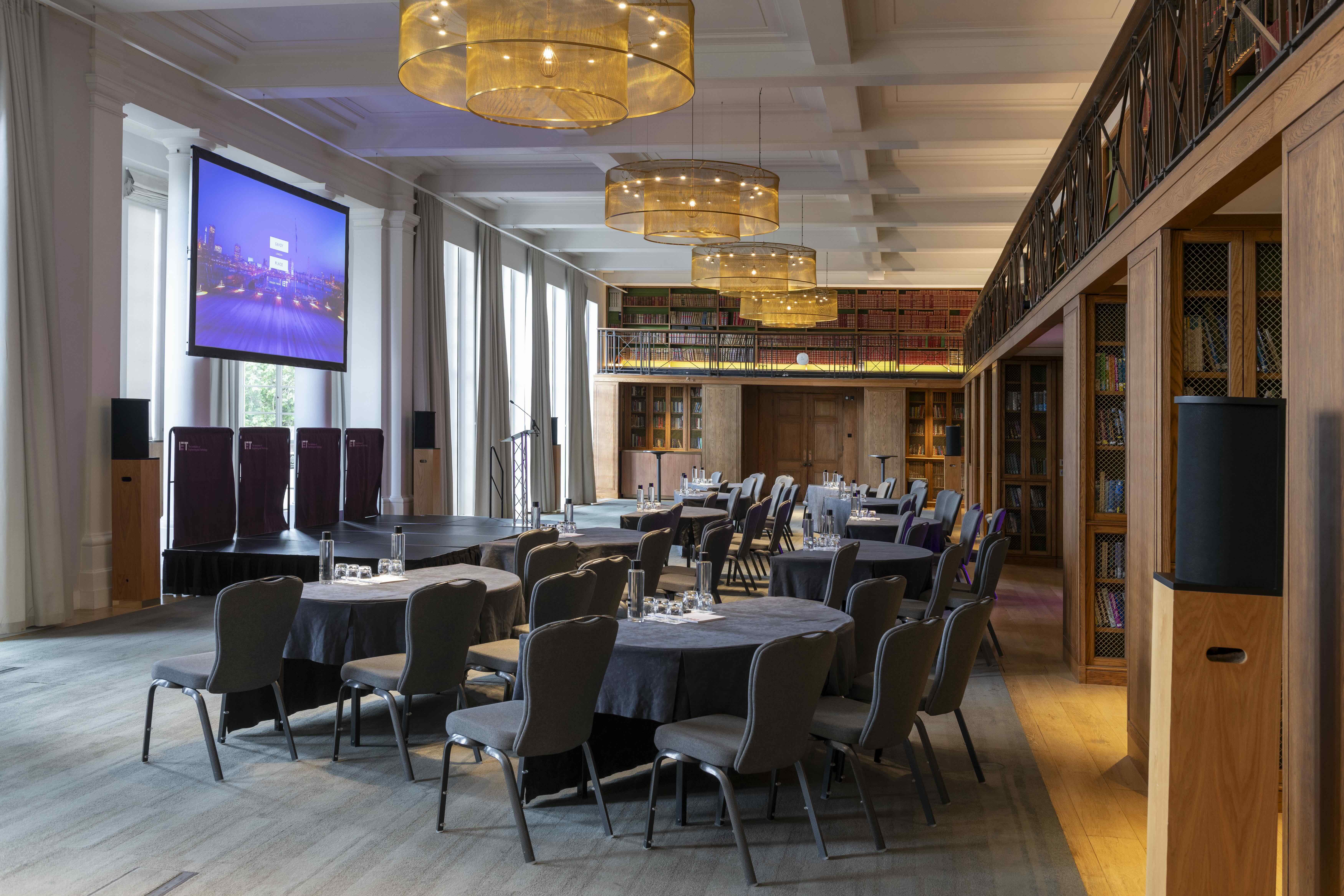 Savoy Place event space, flexible seating, lighting, AV, conference, seminar