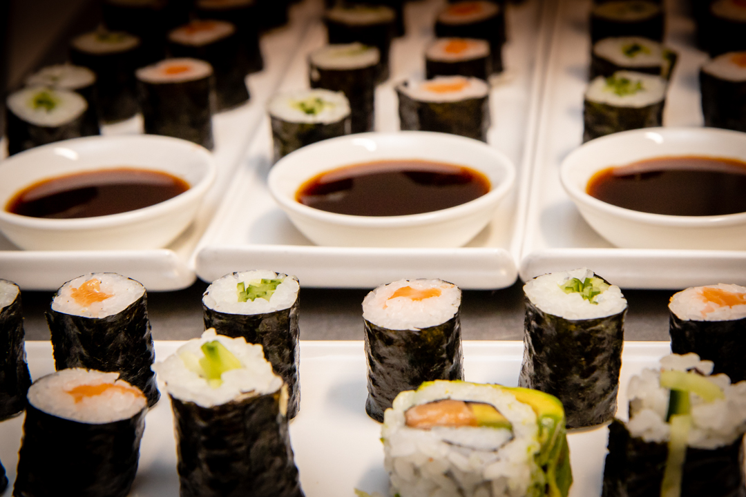 Sushi platter at Club Royale London for networking events and receptions.