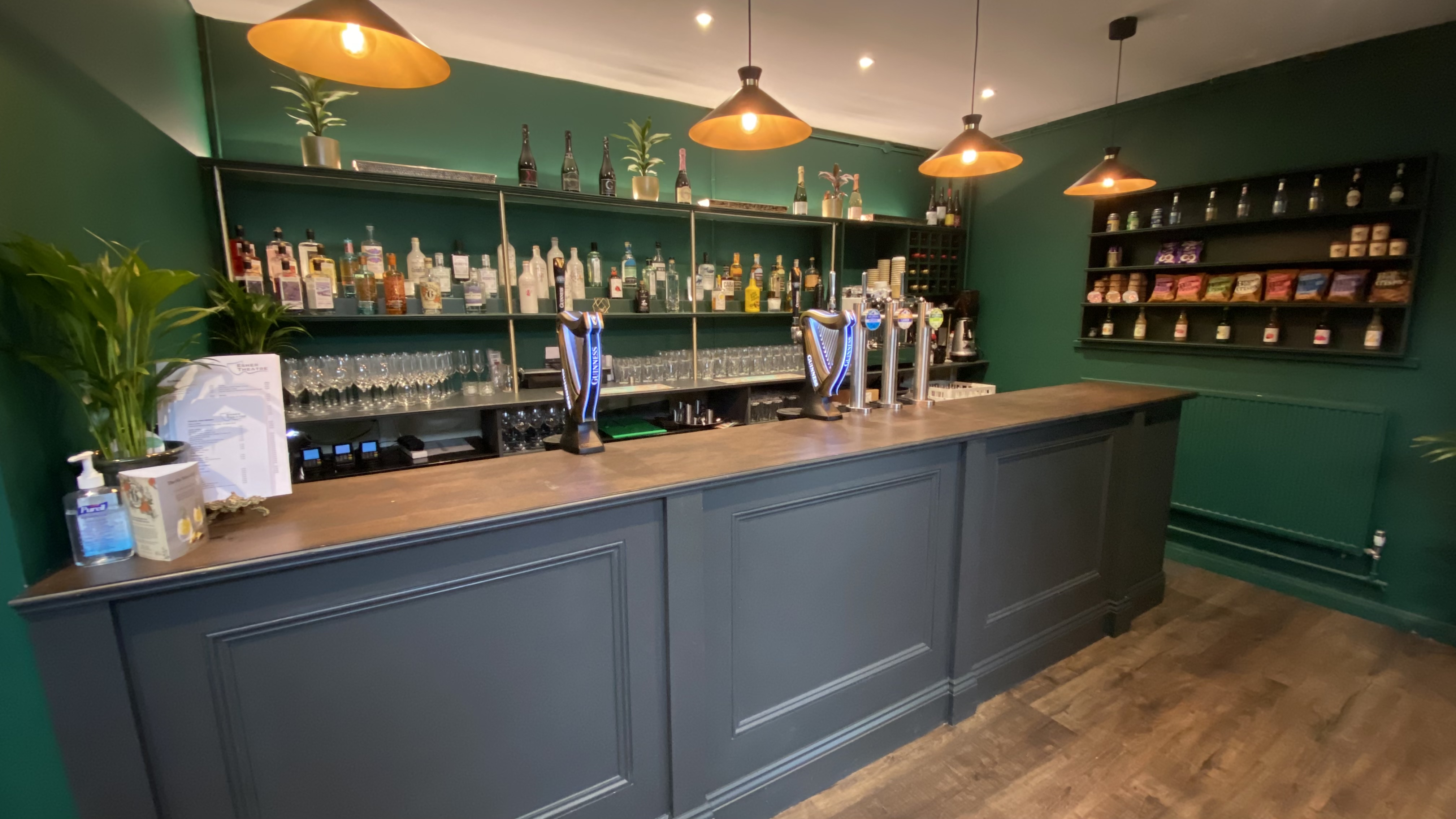 Stylish bar at Esher Theatre, perfect for networking events and social gatherings.