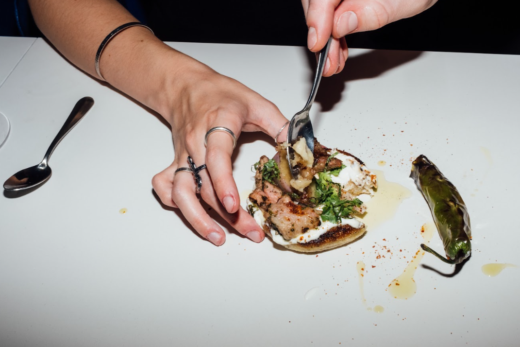 Close-up of gourmet kebab dish, showcasing elegant catering for events and meetings.