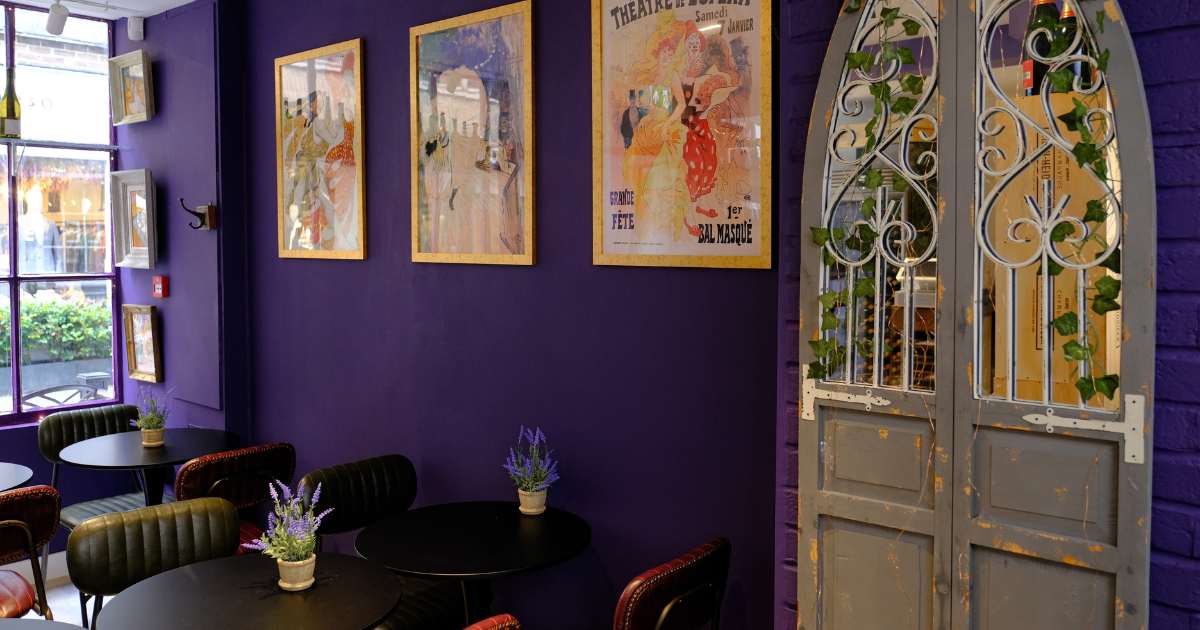 Whole Venue Exclusive Hire at Angéliques Wine House, vibrant purple walls, ideal for creative events.