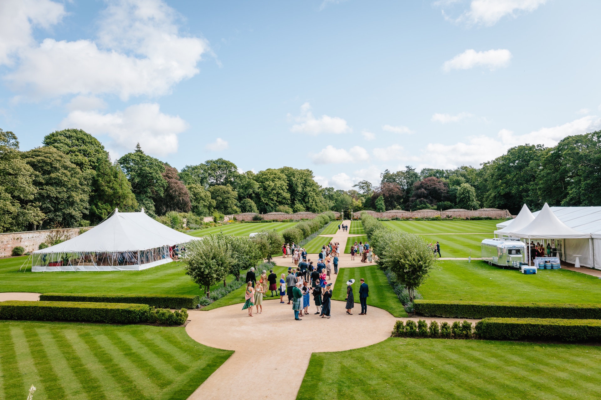 Georgian Walled Garden at Yester Estate, ideal for weddings and events with lush greenery.