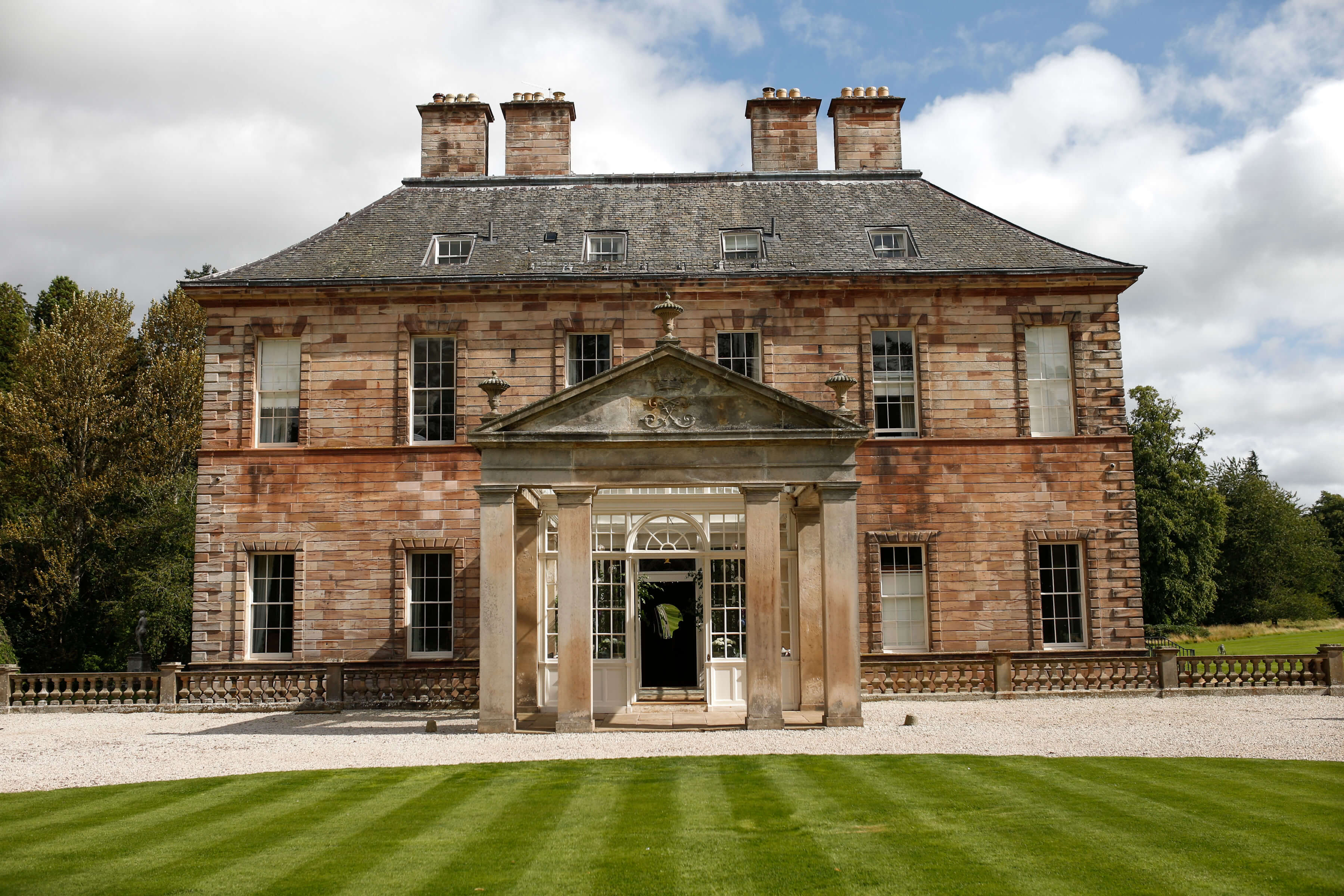 Georgian Walled Garden at Yester Estate, elegant mansion for upscale events and weddings.