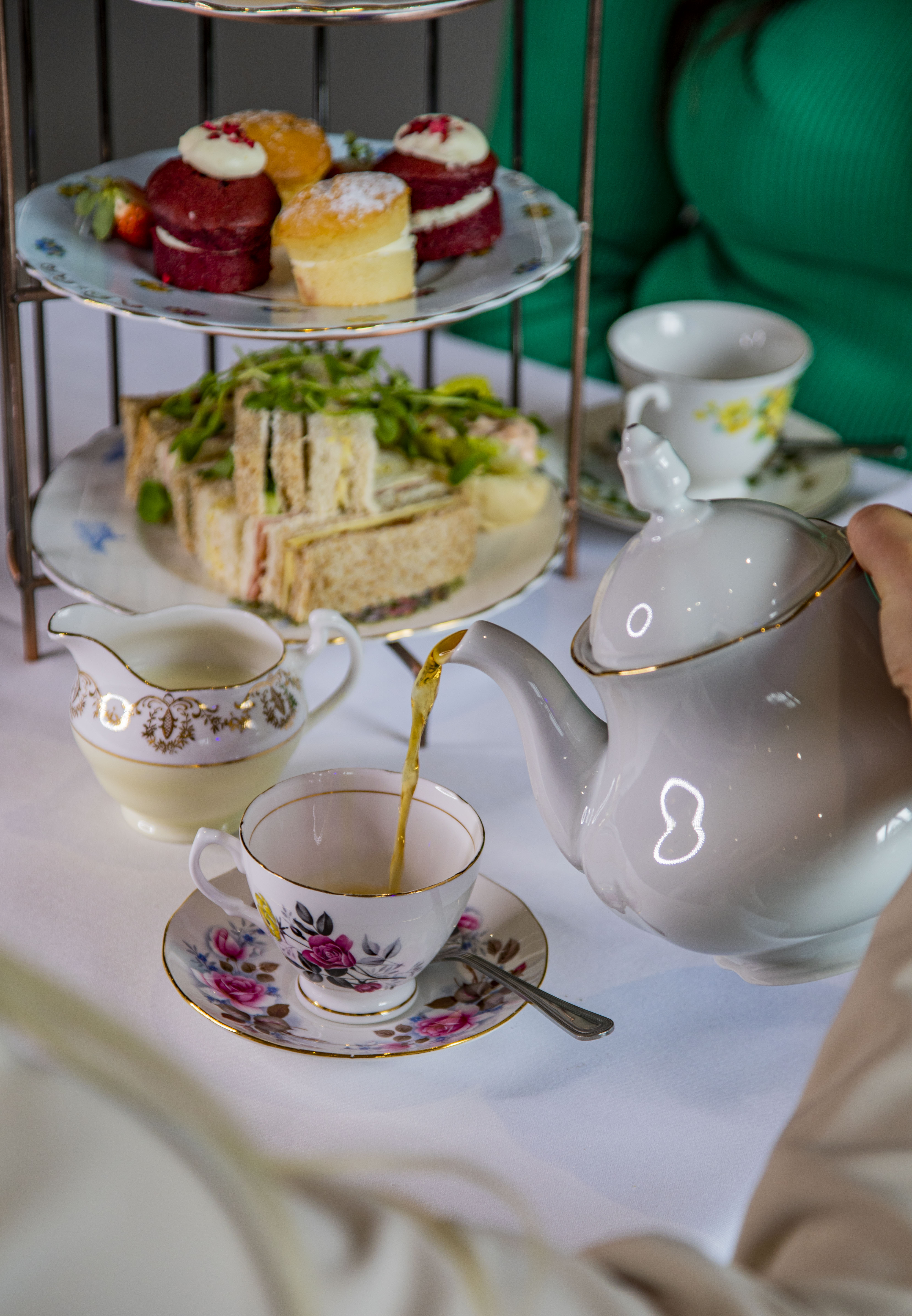 Elegant tea service in Dean Suite, DoubleTree Swindon for afternoon tea events.