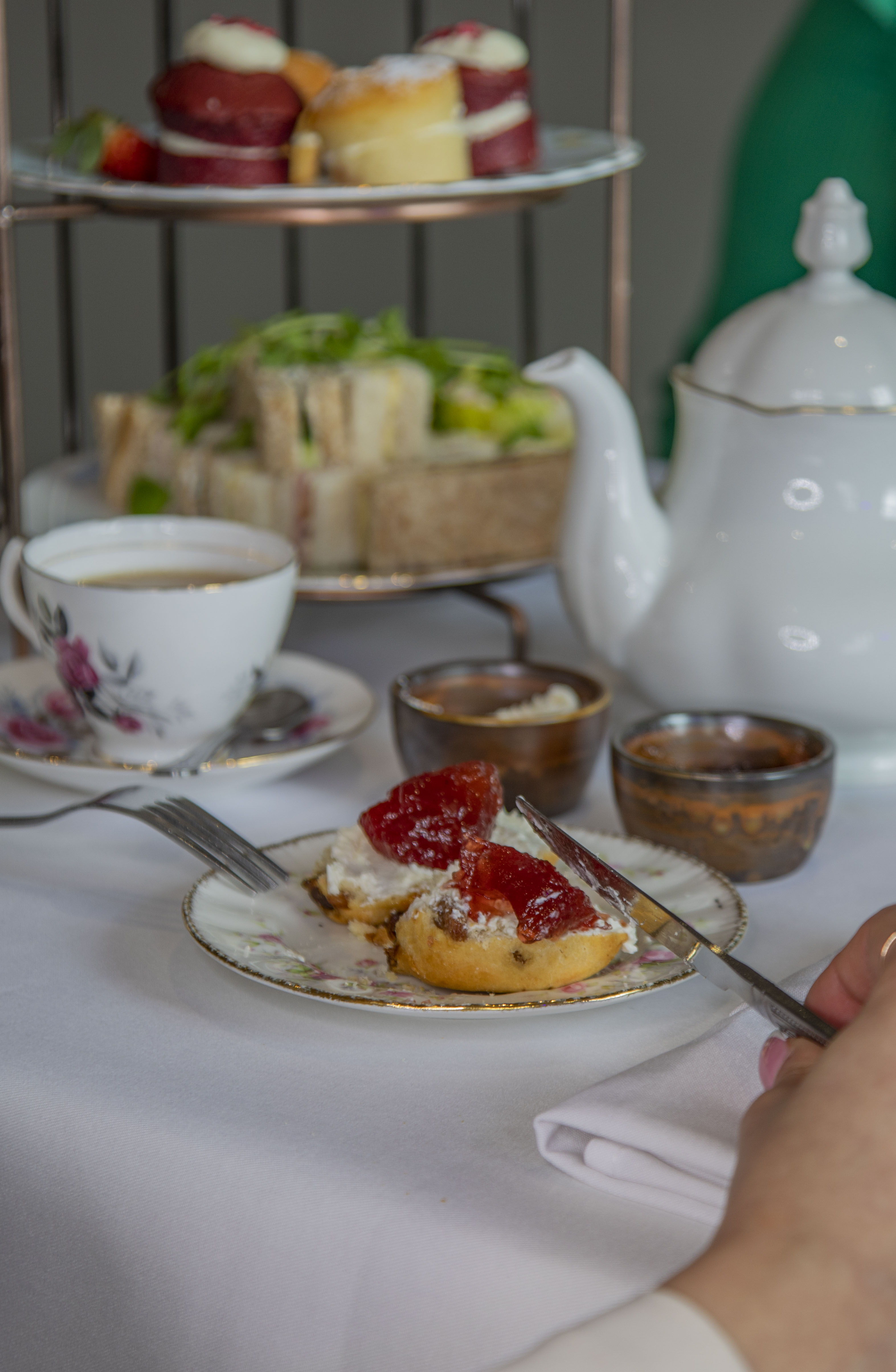 Elegant afternoon tea setup in Dean Suite, DoubleTree by Hilton Swindon for events.