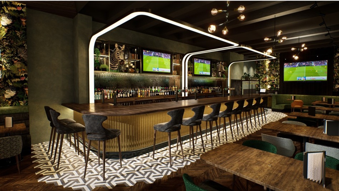 Modern bar setup in Northwood Sports Pub for networking events and gatherings.
