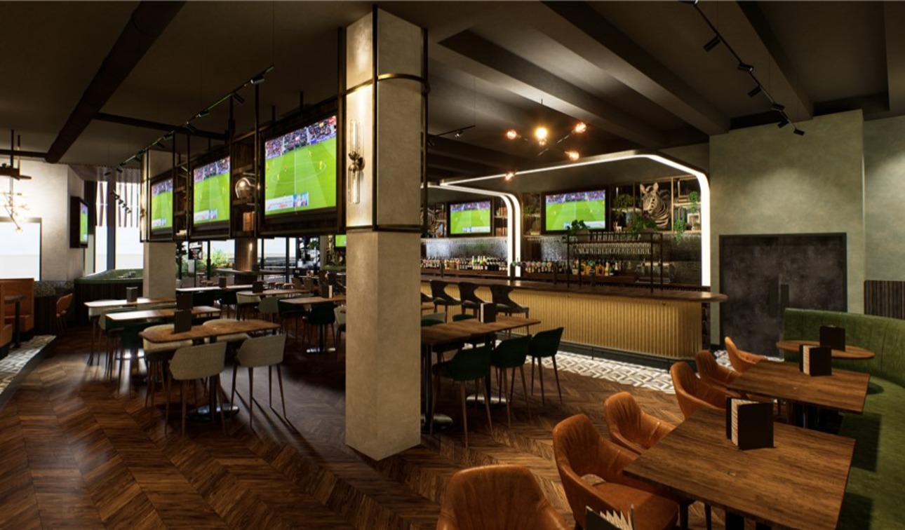 Modern Northwood Sports Pub venue hire for casual meetings and events, stylish bar area.