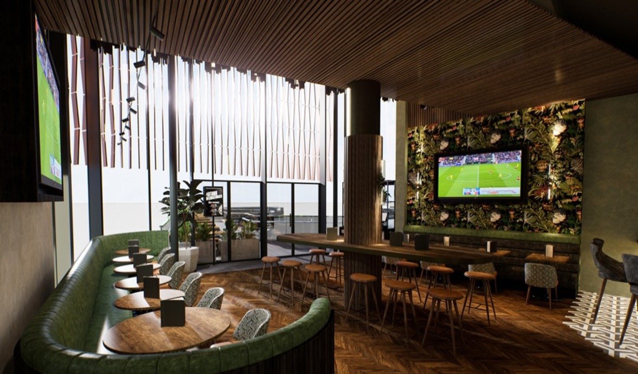 Modern event space in Northwood Sports Pub, ideal for casual gatherings and networking.