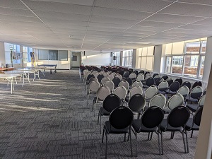 Main Hall at Rethink Rebuild Society, spacious venue for meetings and workshops.